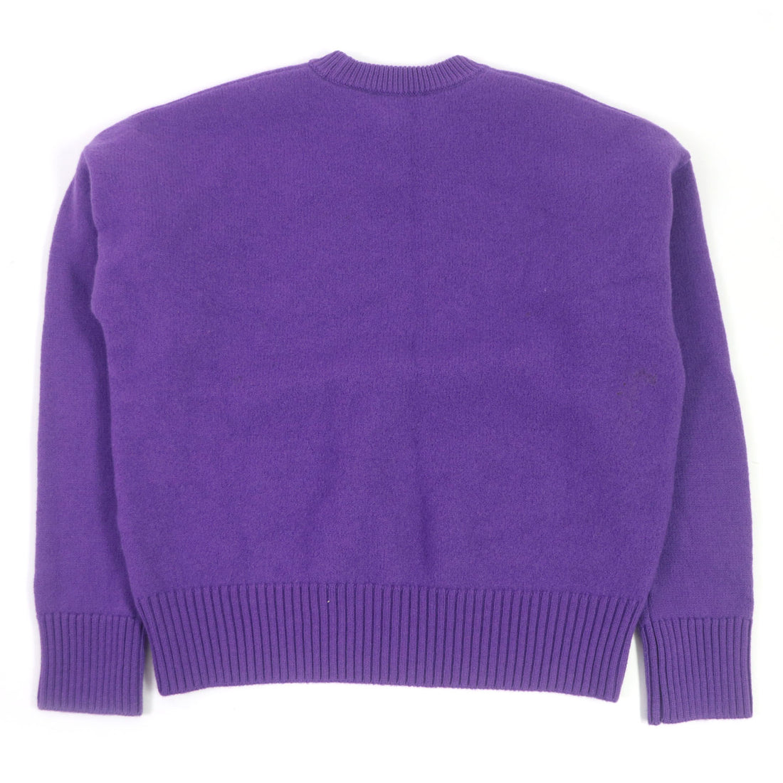 Ami Paris Heart Intarsia Wool Knit Sweater Purple S