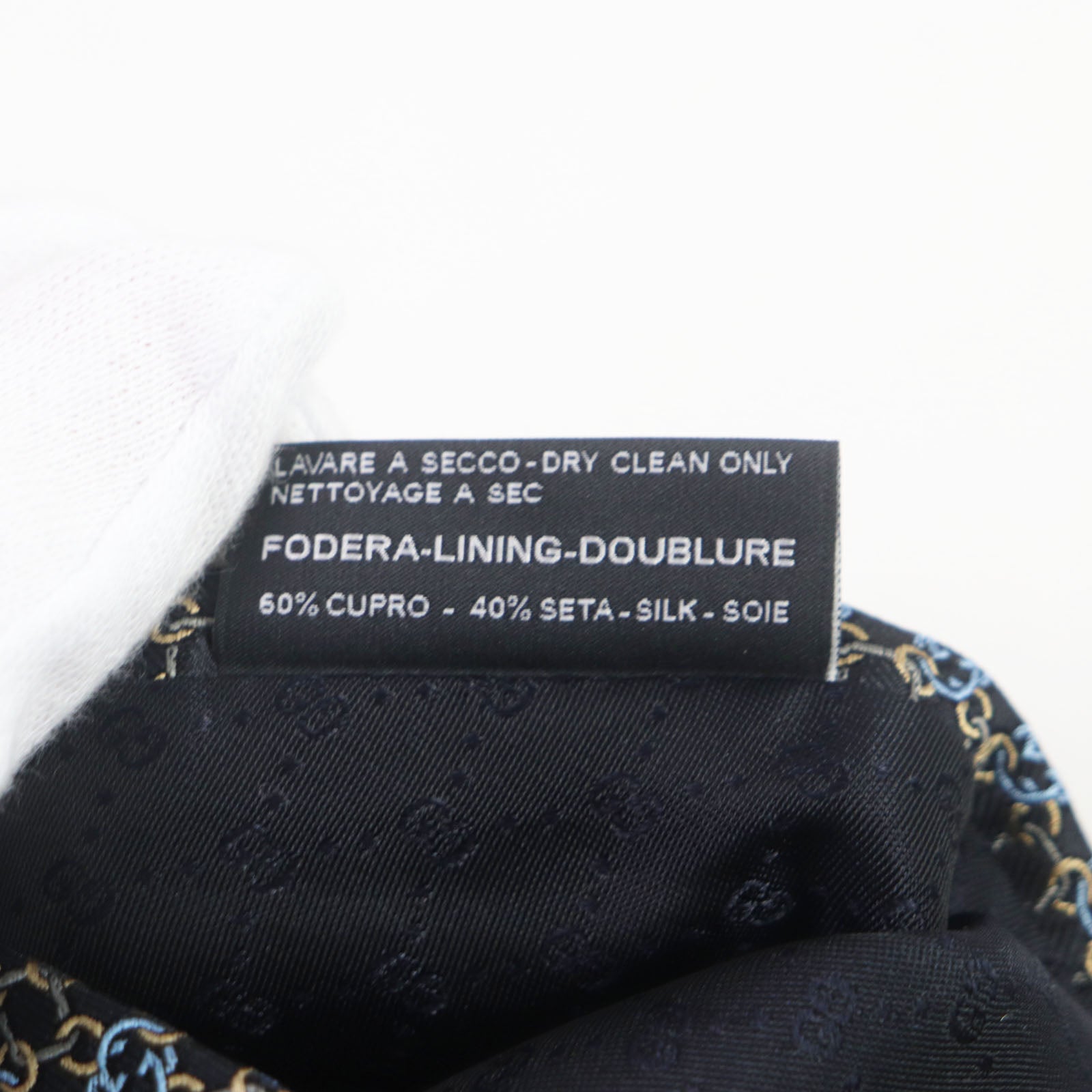 Gucci Silk GG Pattern Tie Black Gold Blue