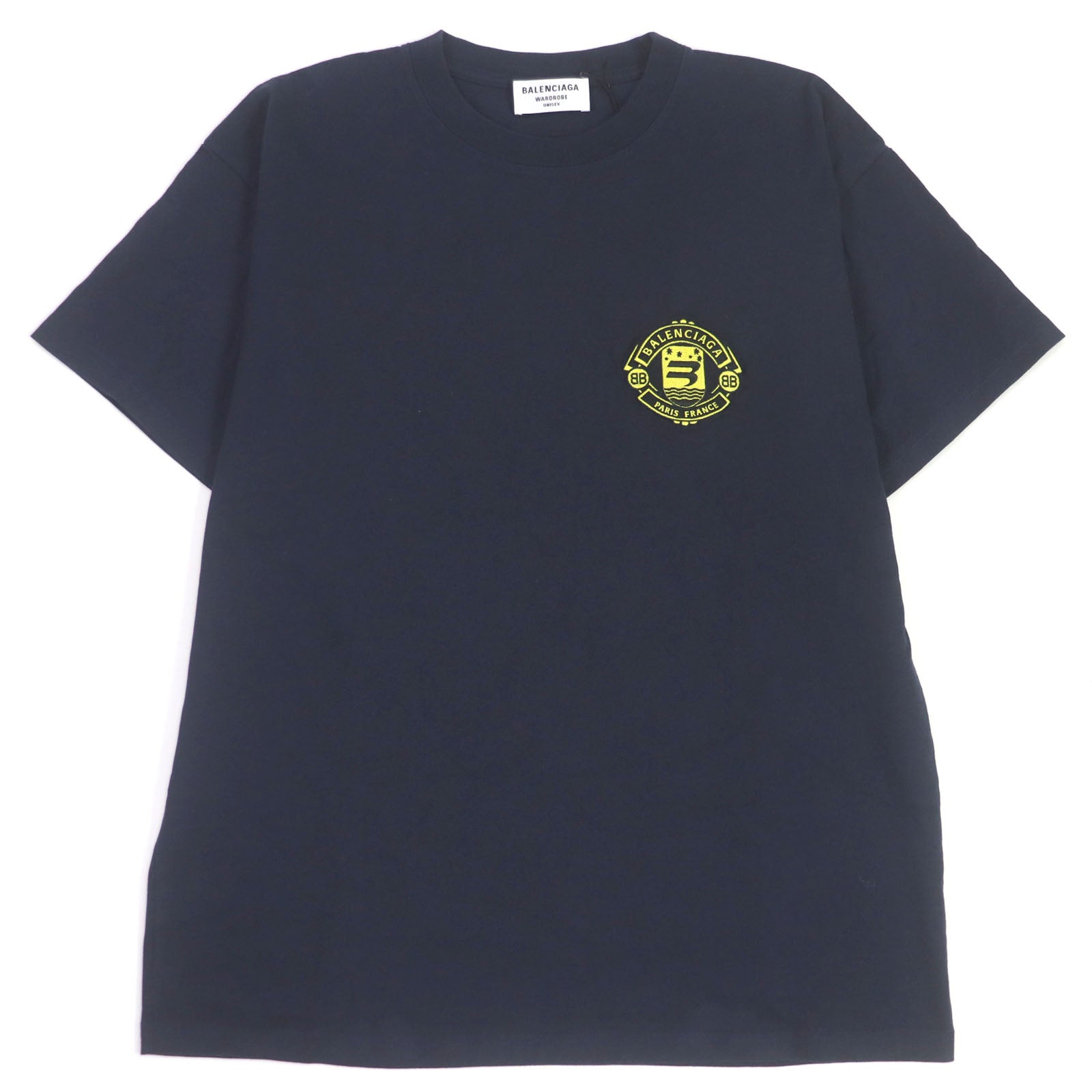 Balenciaga Logo Patch Cotton Crew Neck T-Shirt Navy S