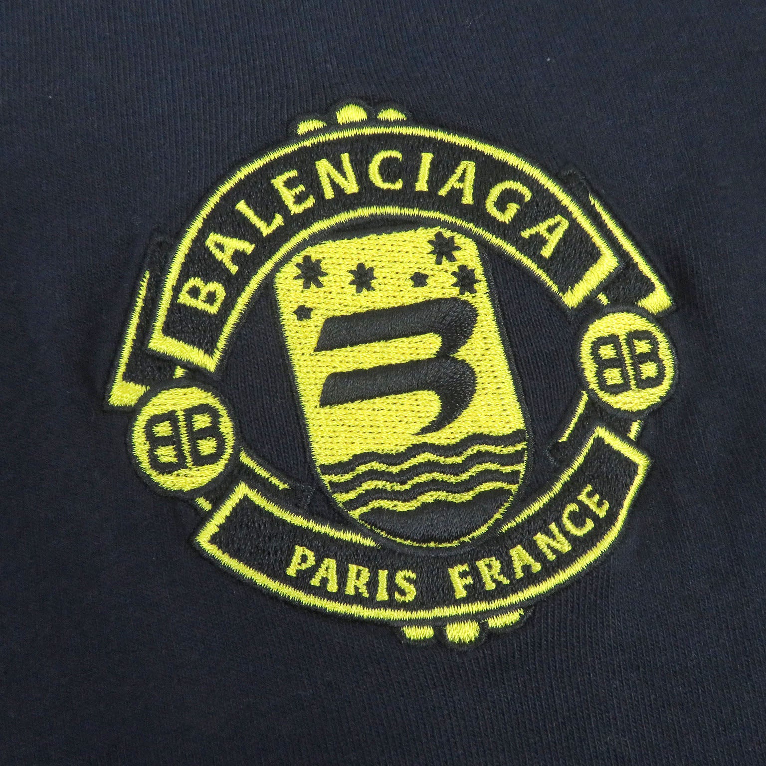 Balenciaga Logo Patch Cotton Crew Neck T-Shirt Navy S