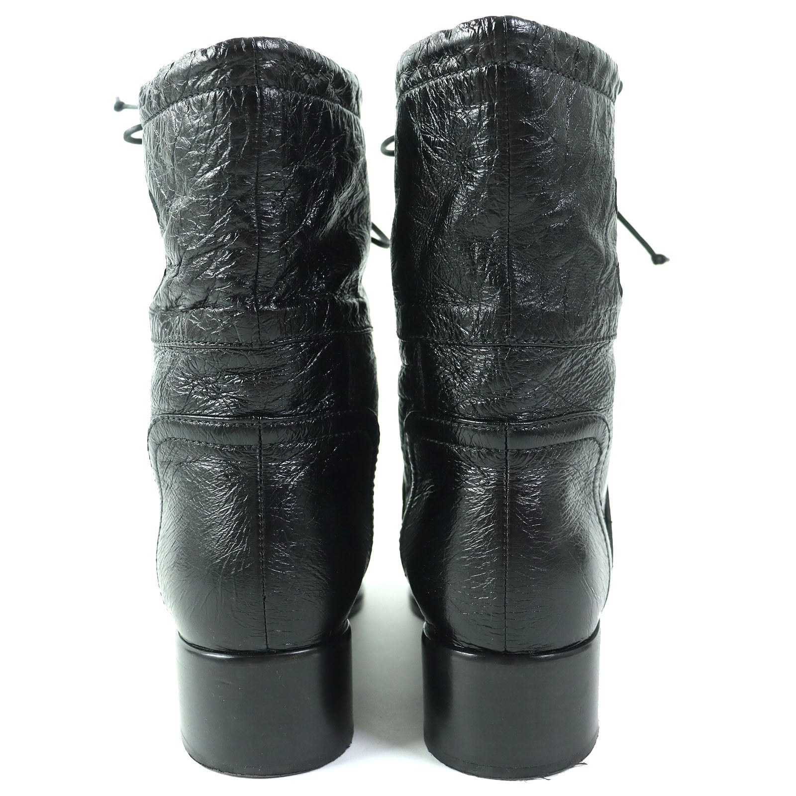 Chanel G34096 COCO Mark Leather Short Boots Black