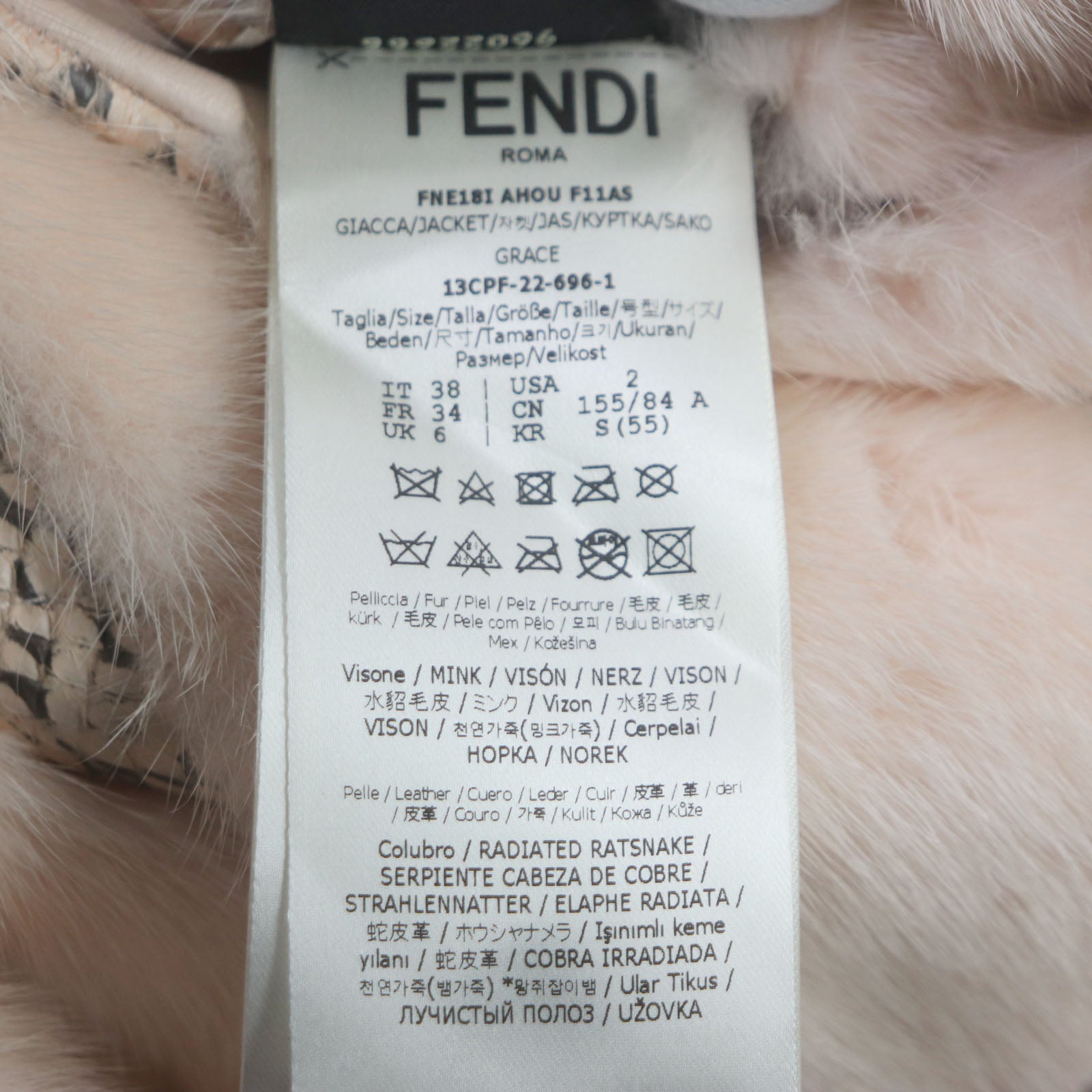 Fendi Fur Coat Light Pink 38 Women