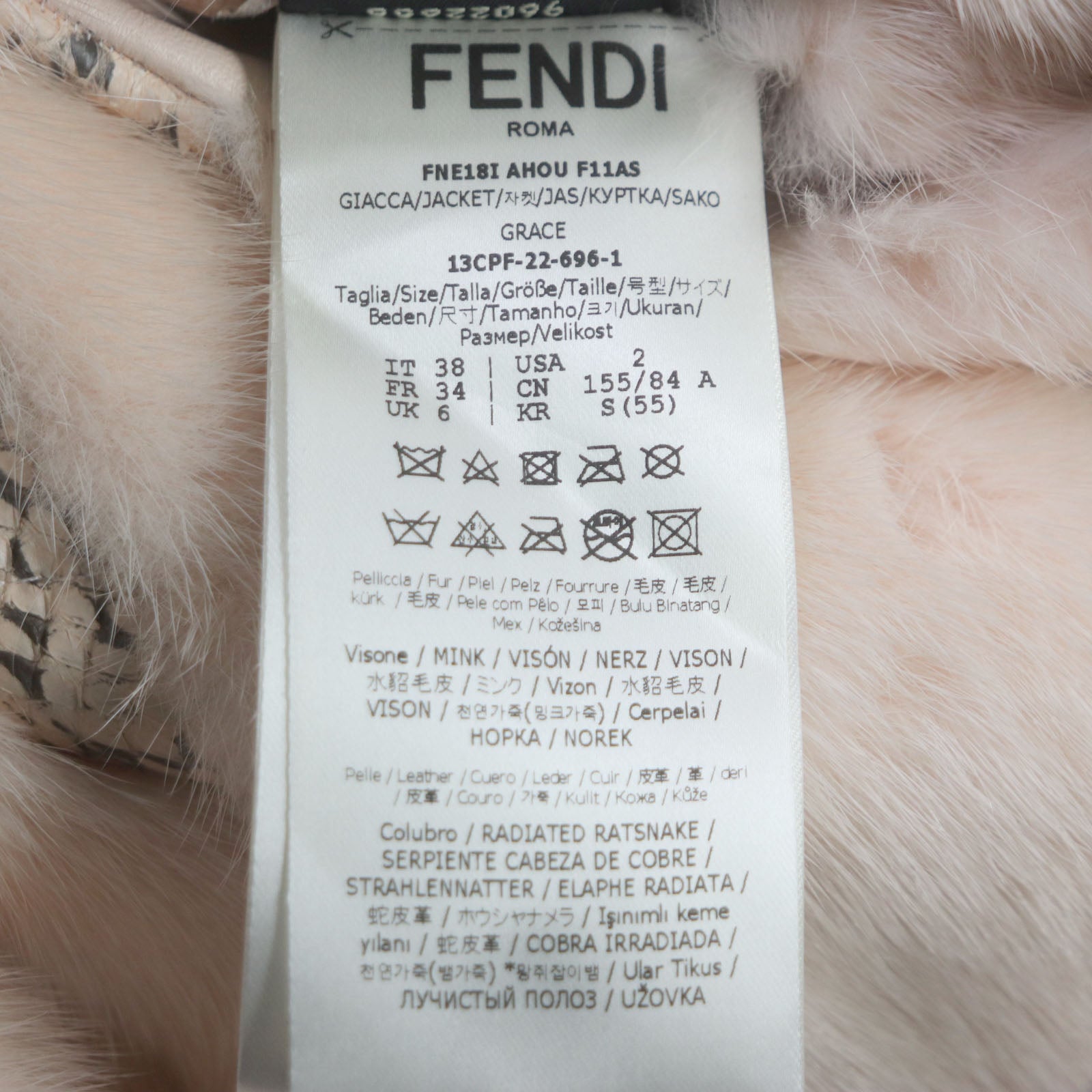 Fendi Fur Coat Light Pink 38 Women