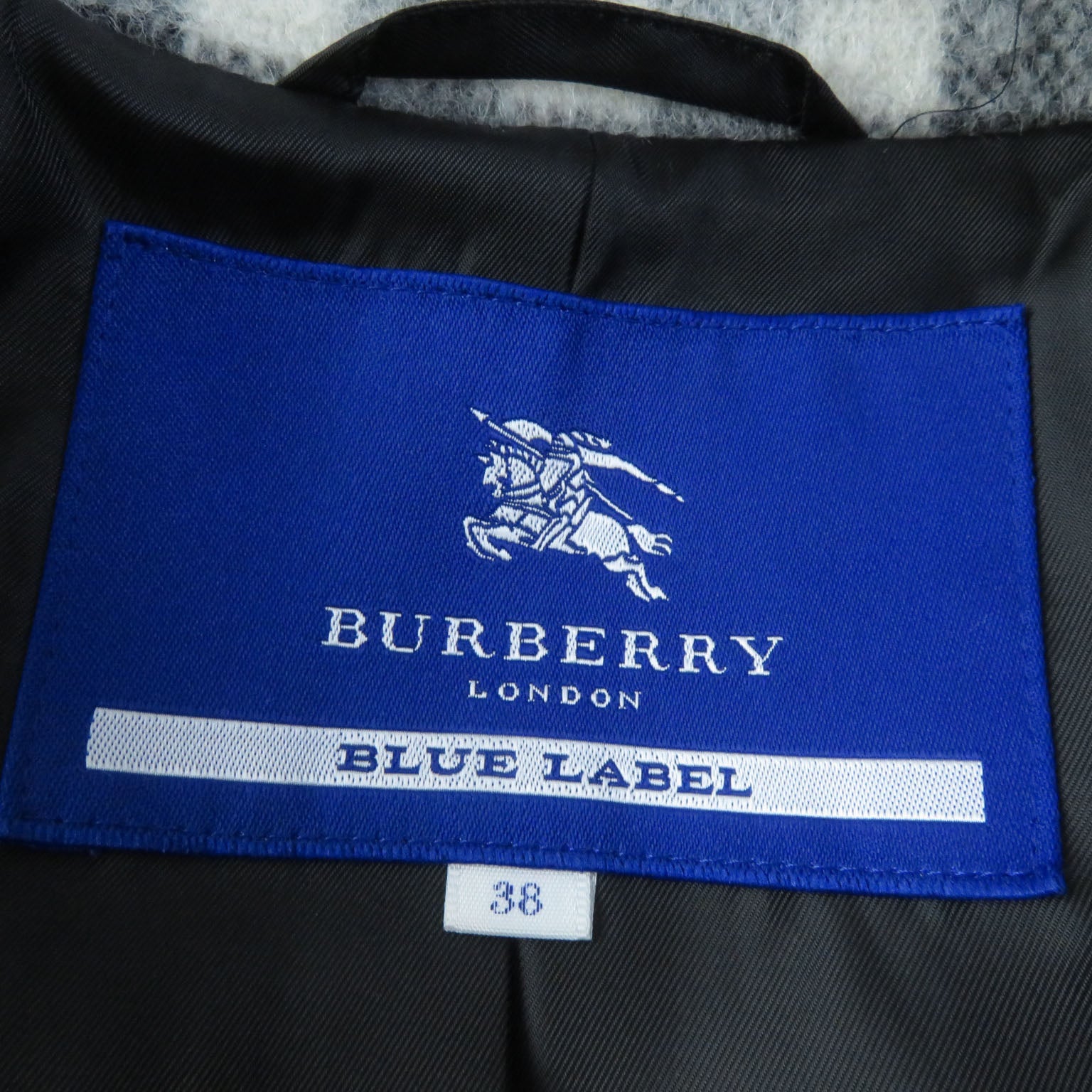 Burberry Wool Blend A-Line Coat Black White 38