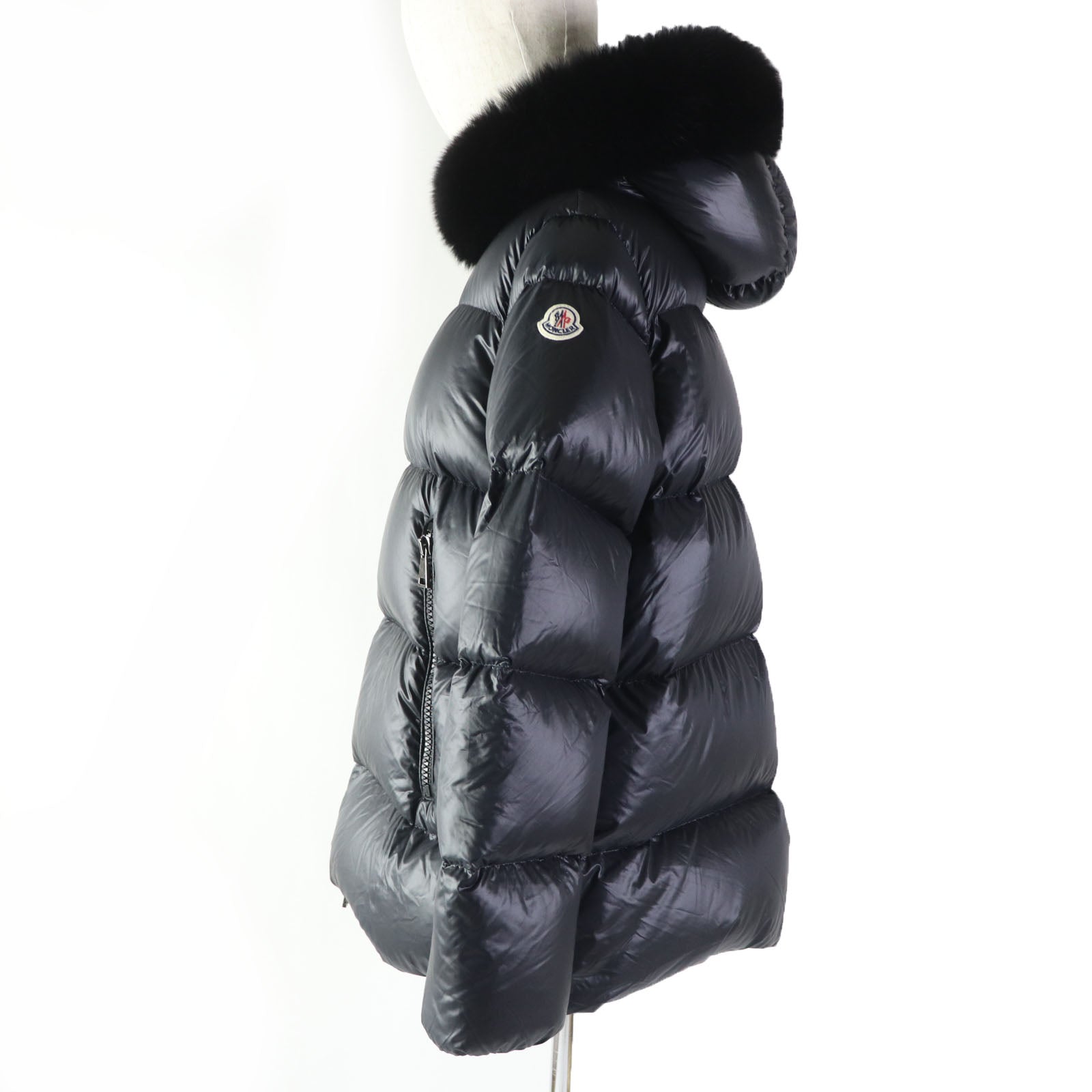 Moncler Nylon Down Jacket with Fox Fur Hood