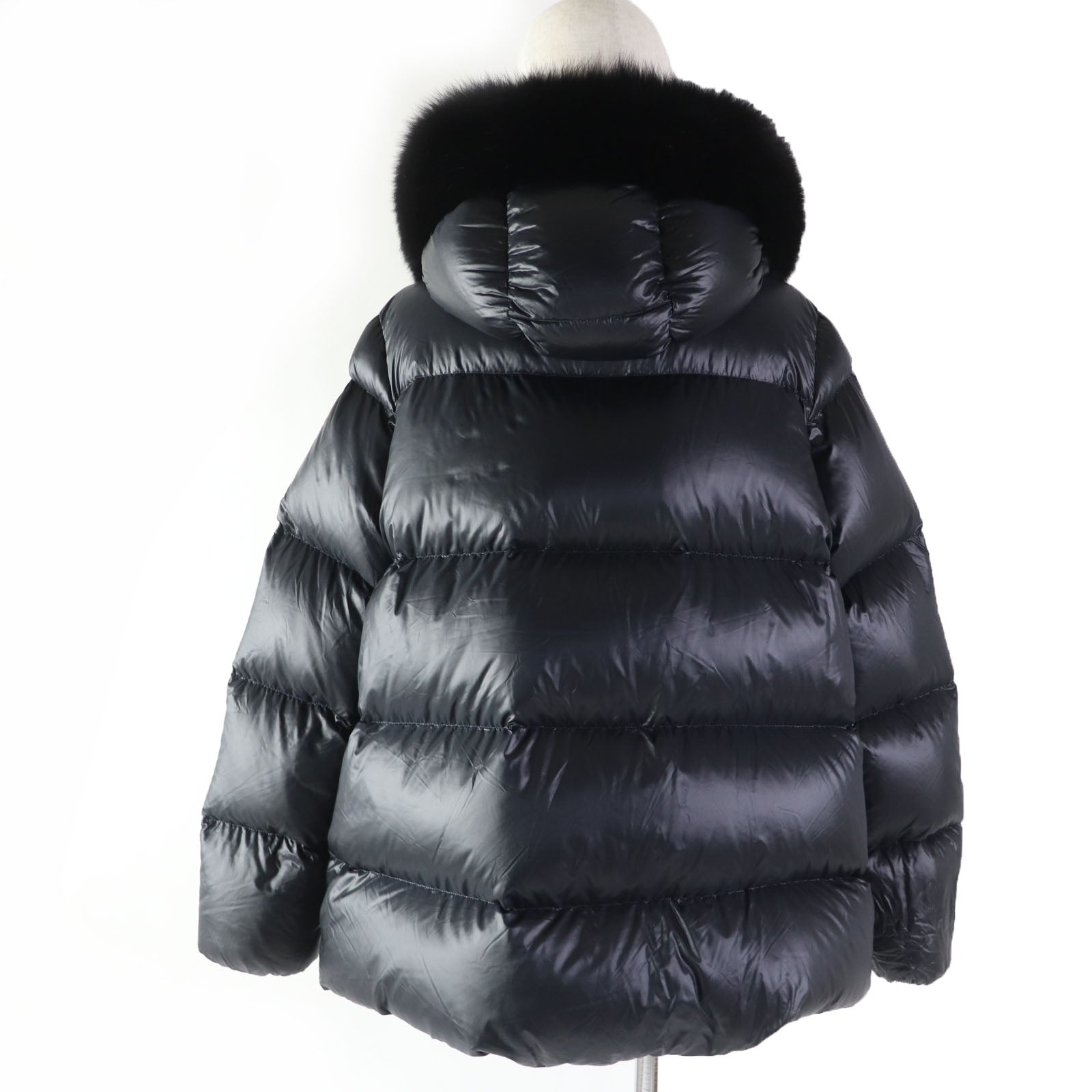 Moncler Nylon Down Jacket with Fox Fur Hood