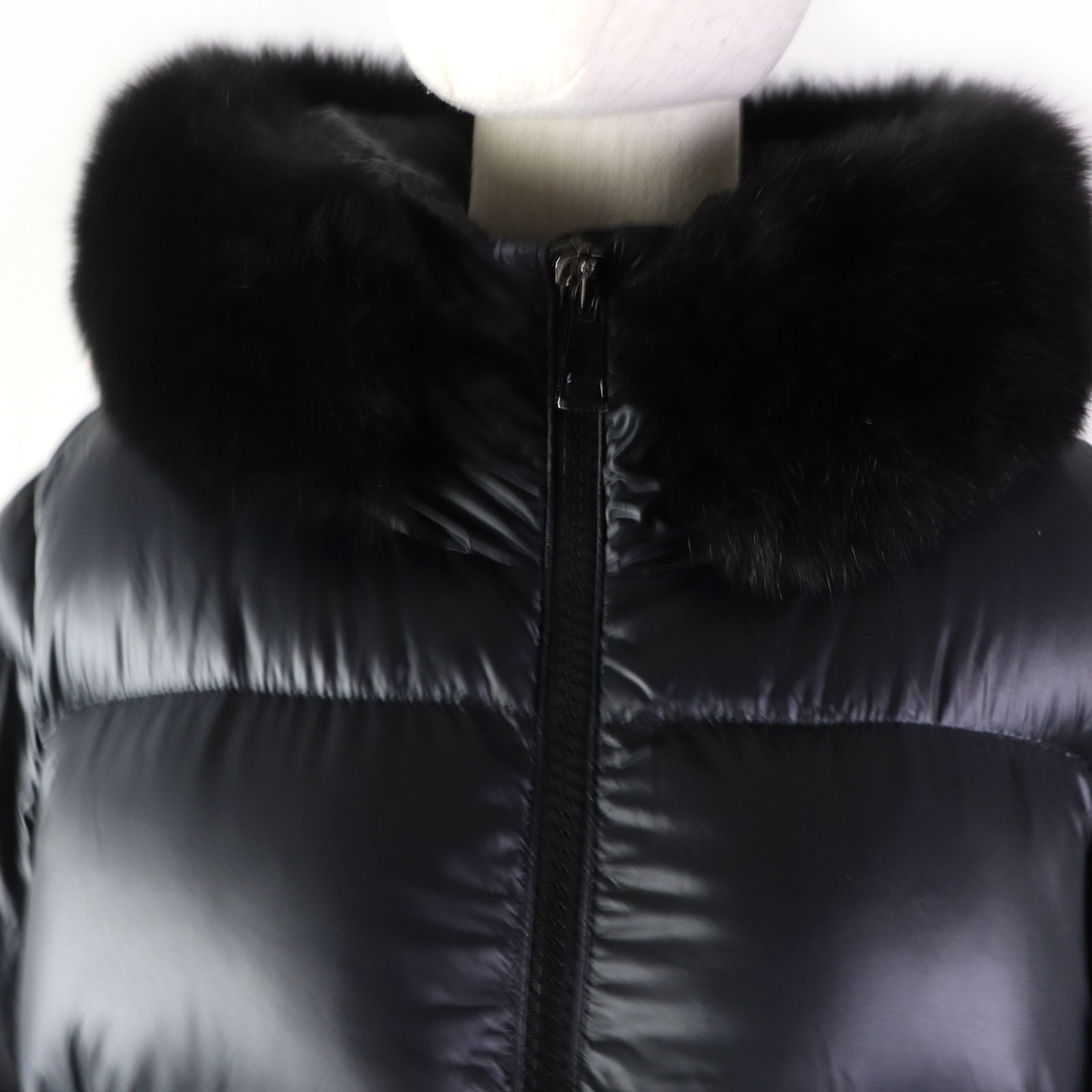 Moncler Nylon Down Jacket with Fox Fur Hood