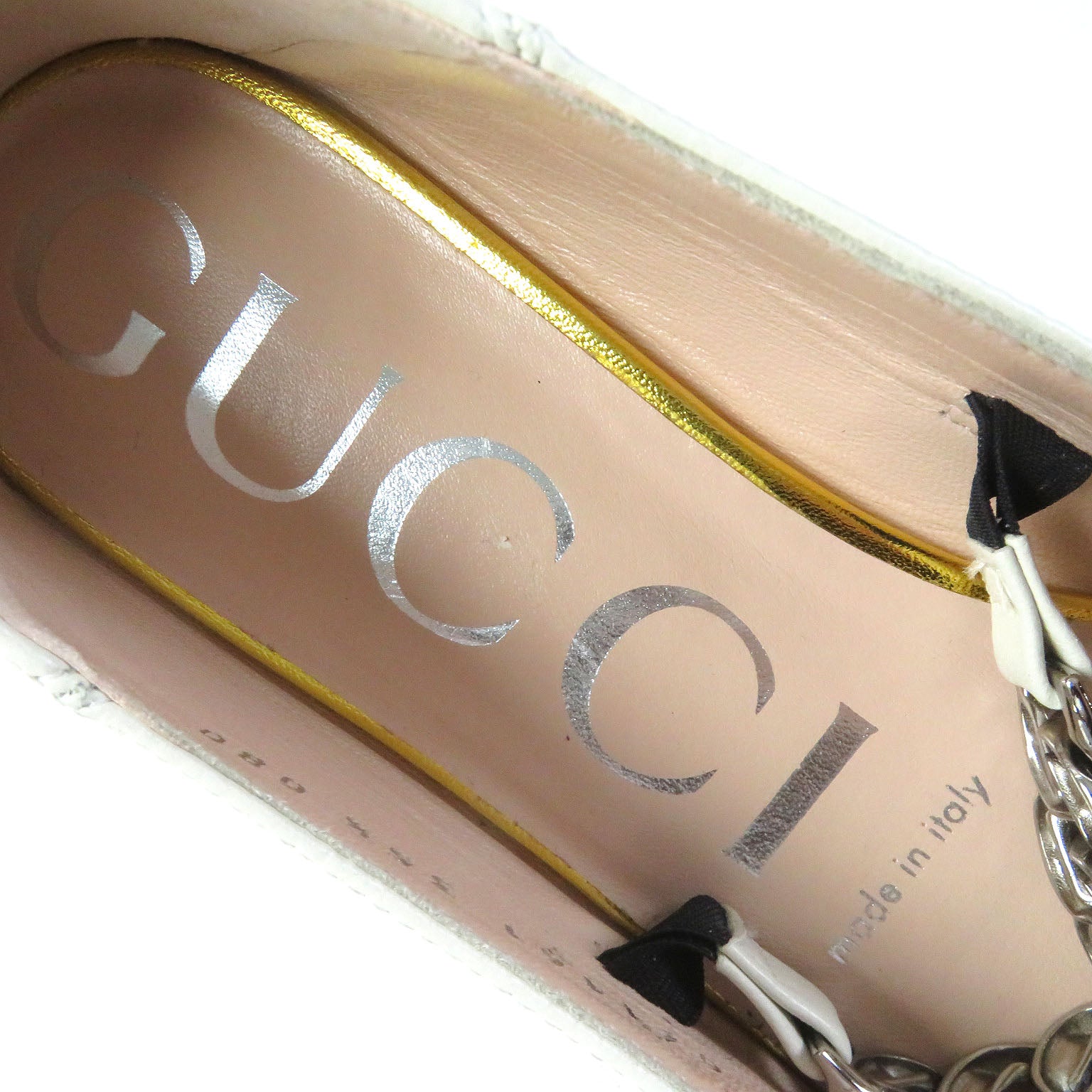 Gucci Horsebit Chain Leather Flats 35.5