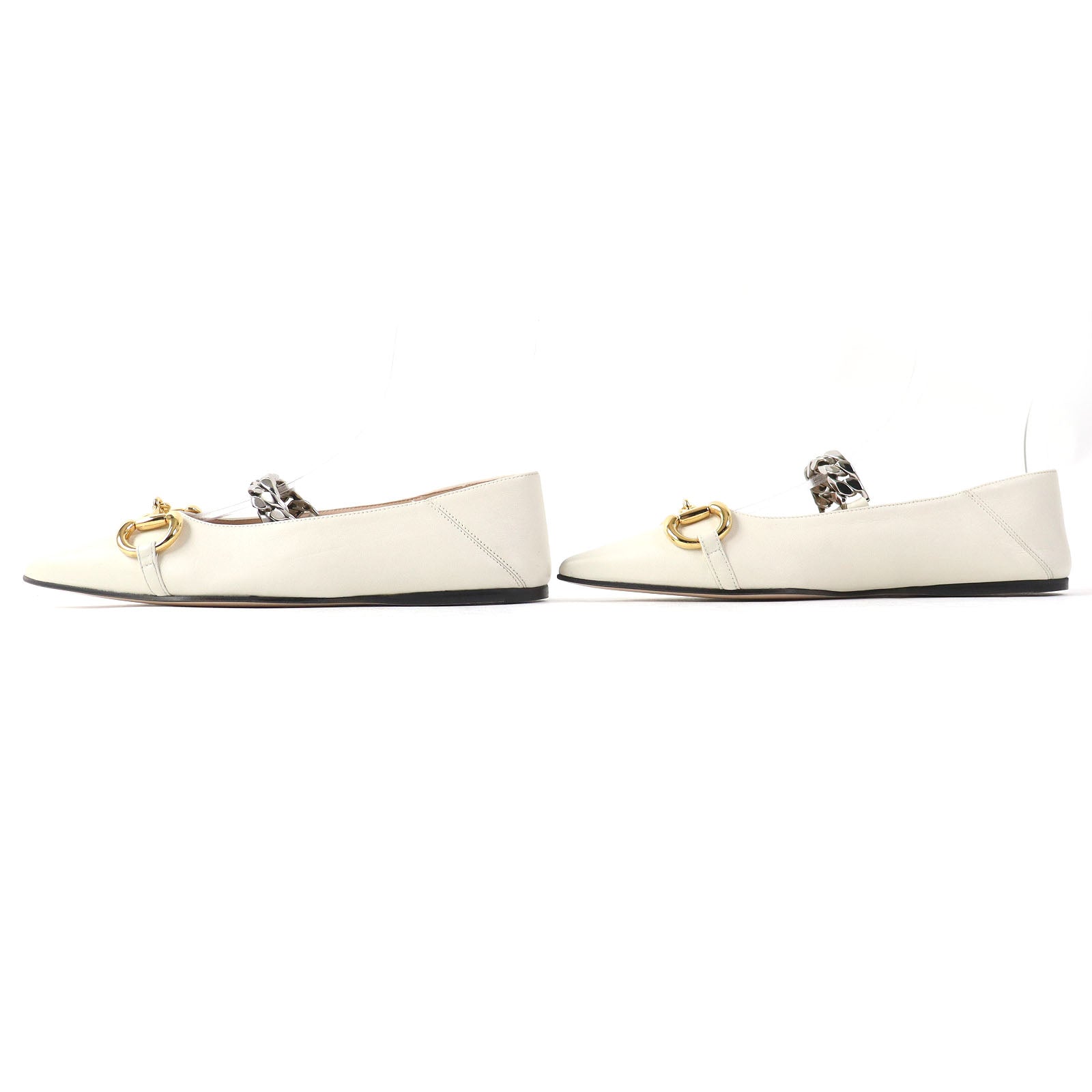 Gucci Horsebit Chain Leather Flats 35.5