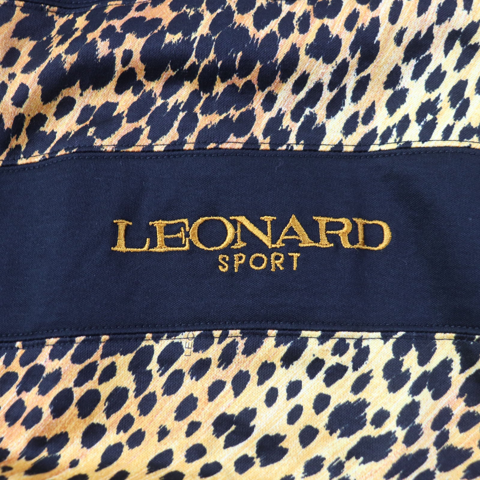 LEONARD SPORT Cotton Embroidered Logo Leopard High Neck Tee