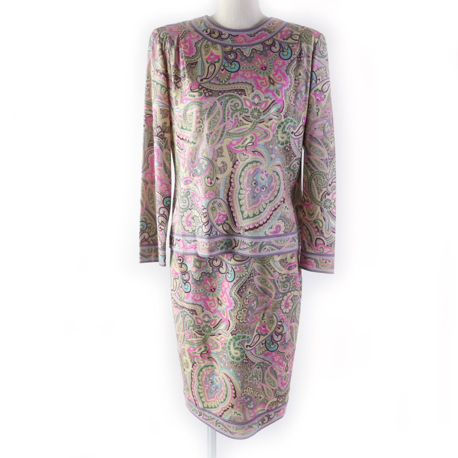 LEONARD FASHION Wool Silk Blend Paisley Skirt Suit M