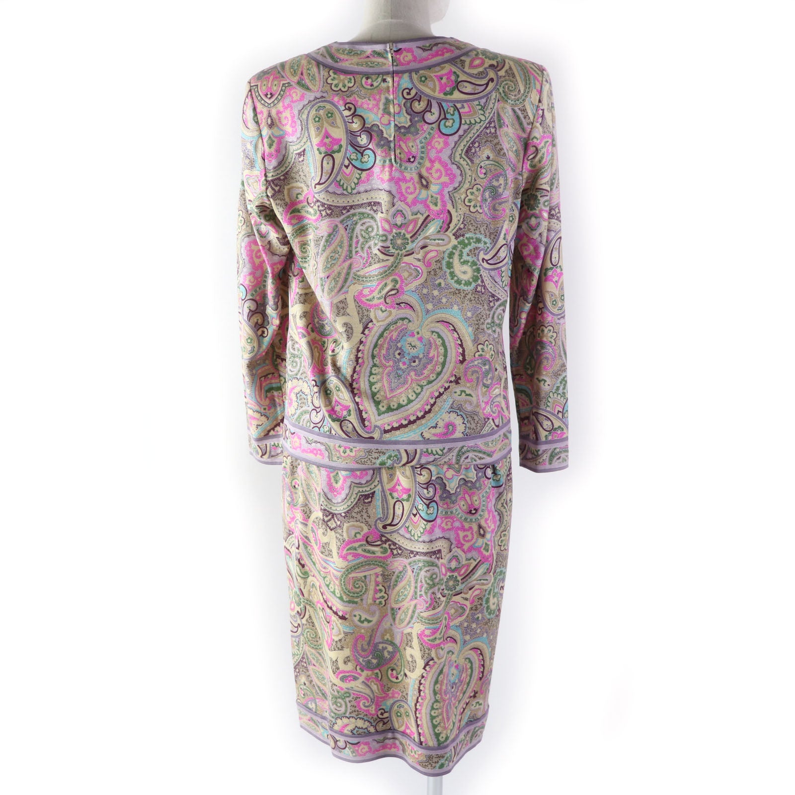 LEONARD FASHION Wool Silk Blend Paisley Skirt Suit M