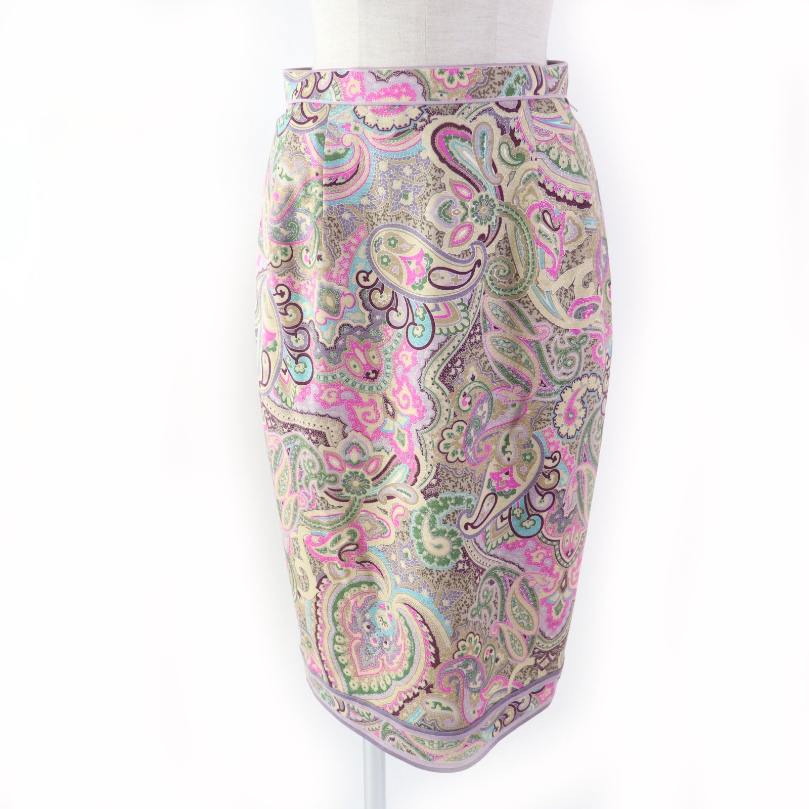 LEONARD FASHION Wool Silk Blend Paisley Skirt Suit M