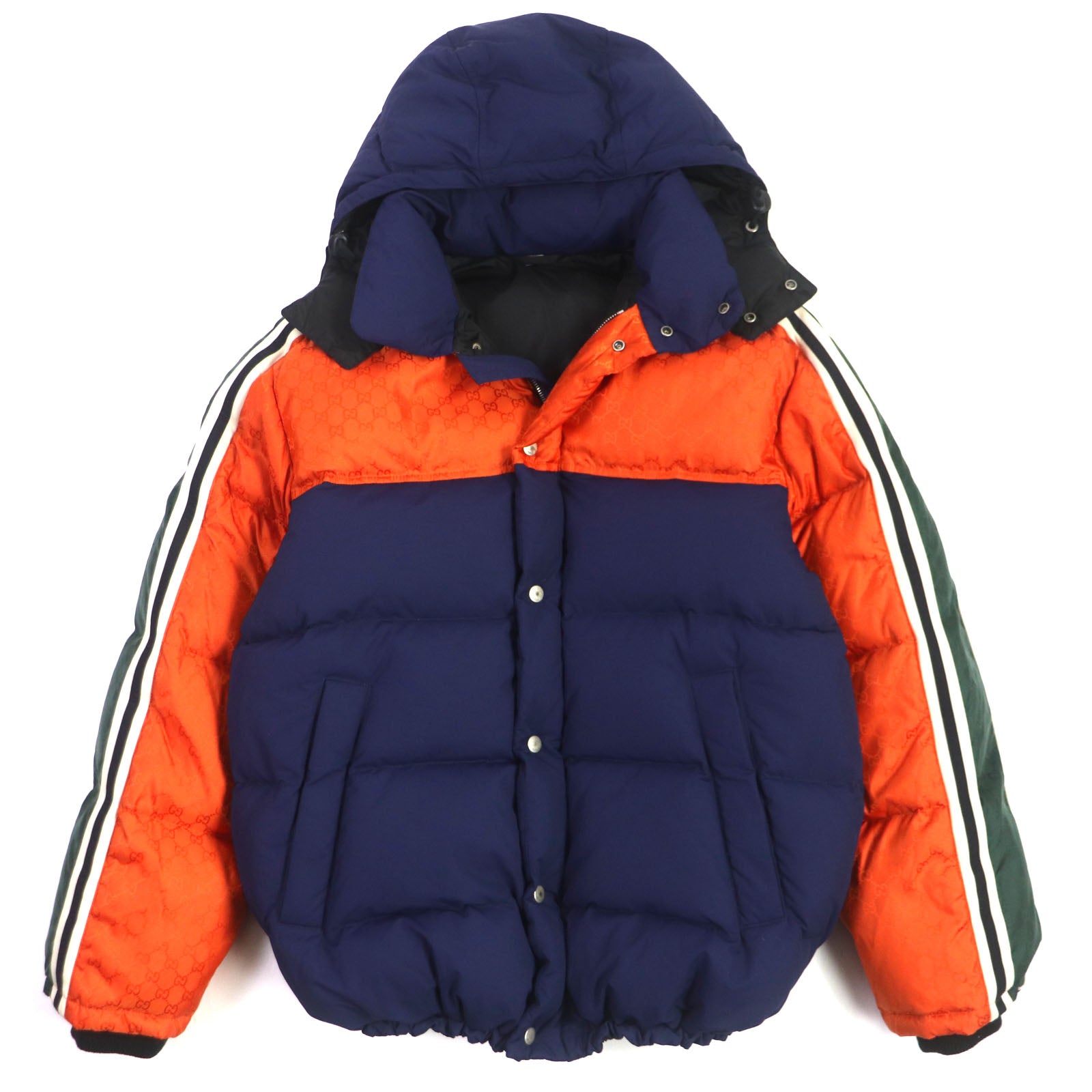 Gucci Nylon GG Monogram Hooded Down Jacket