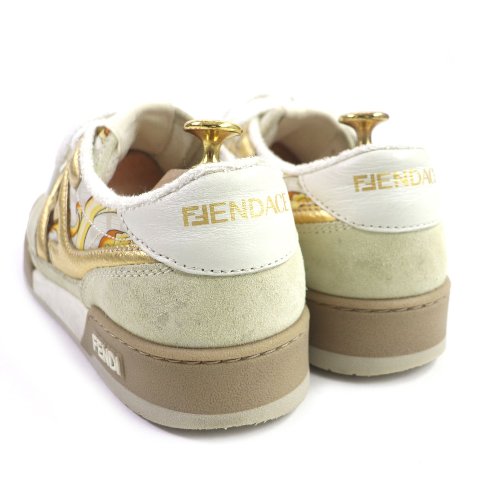 Fendi Suede Leather Low Cut Sneakers Beige