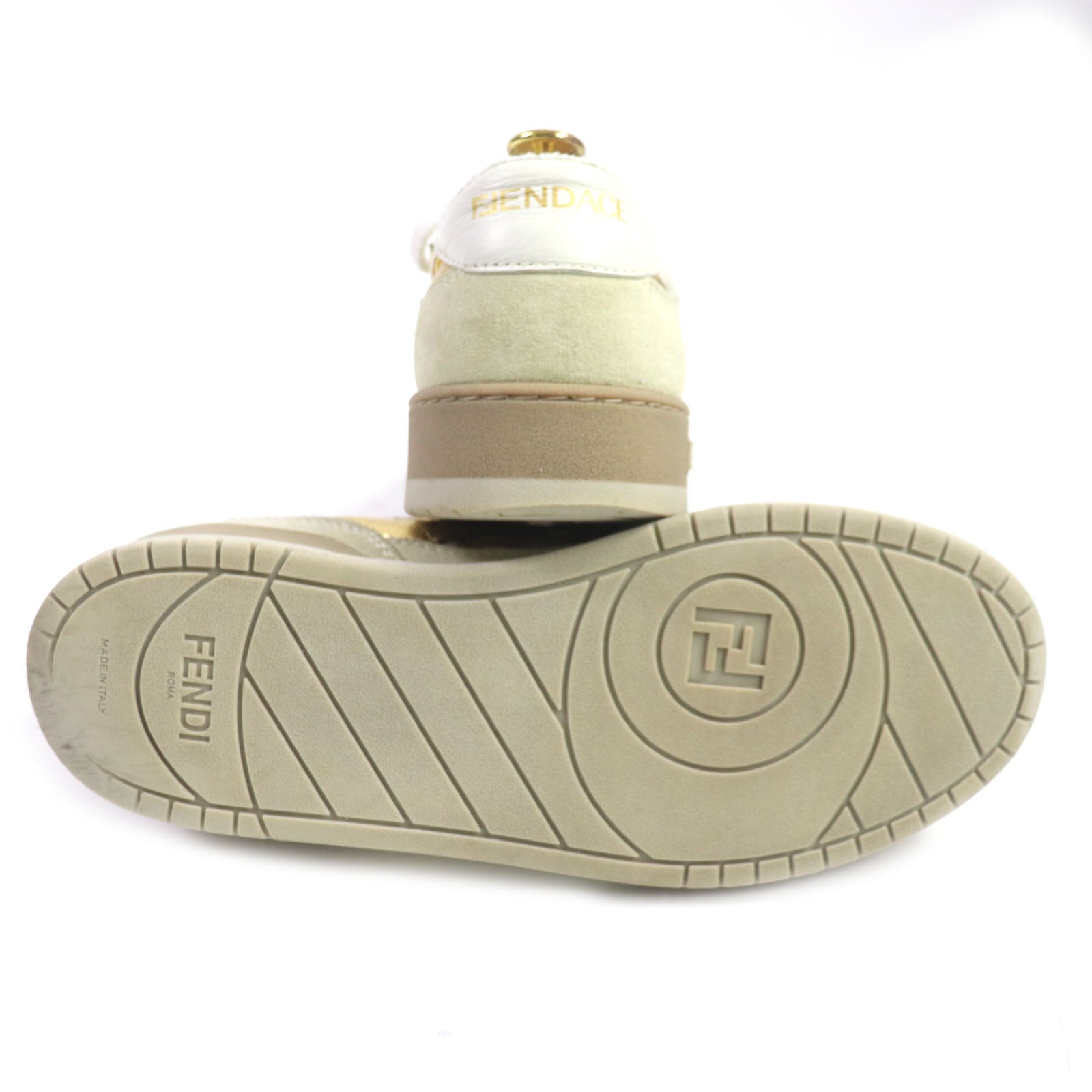 Fendi Suede Leather Low Cut Sneakers Beige