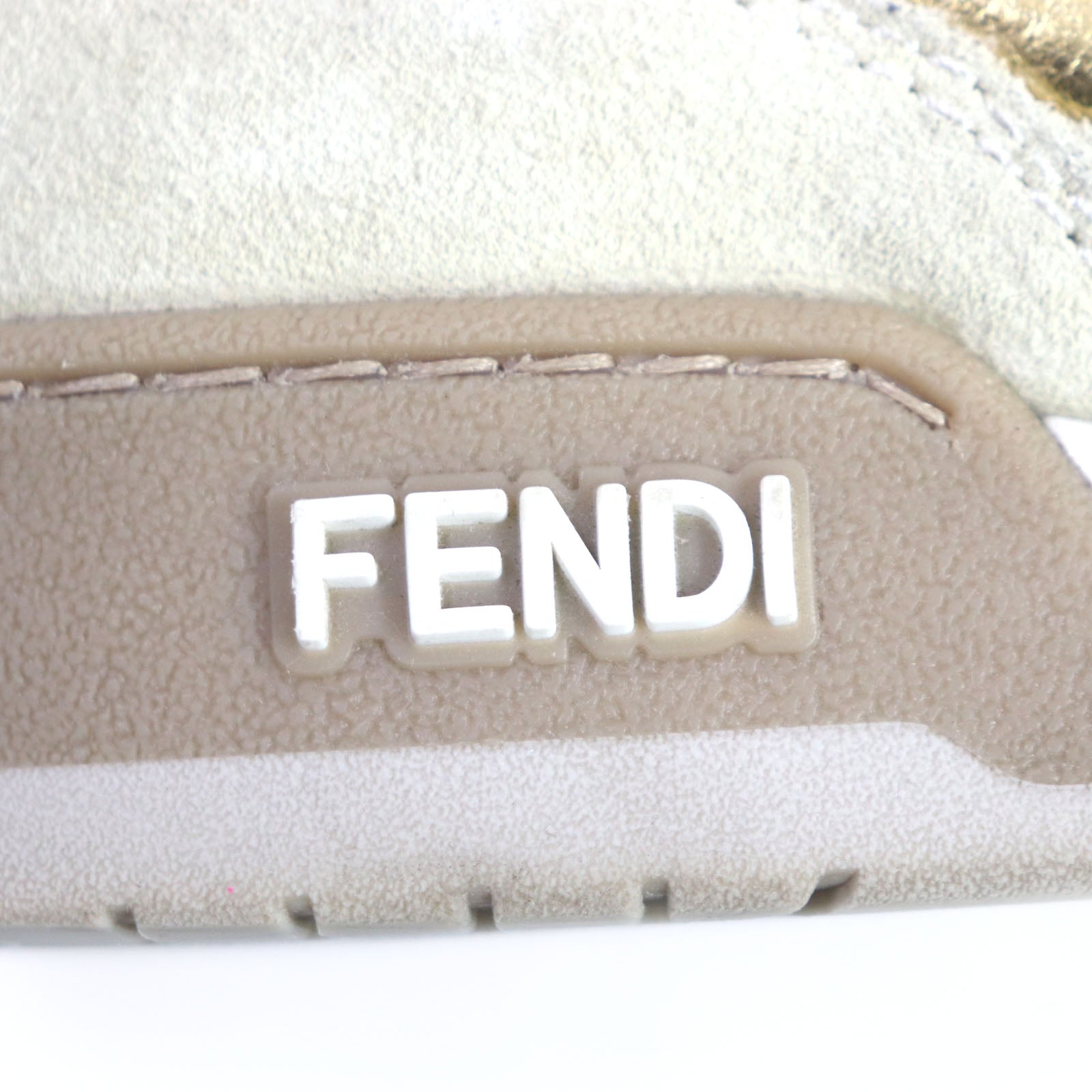 Fendi Suede Leather Low Cut Sneakers Beige