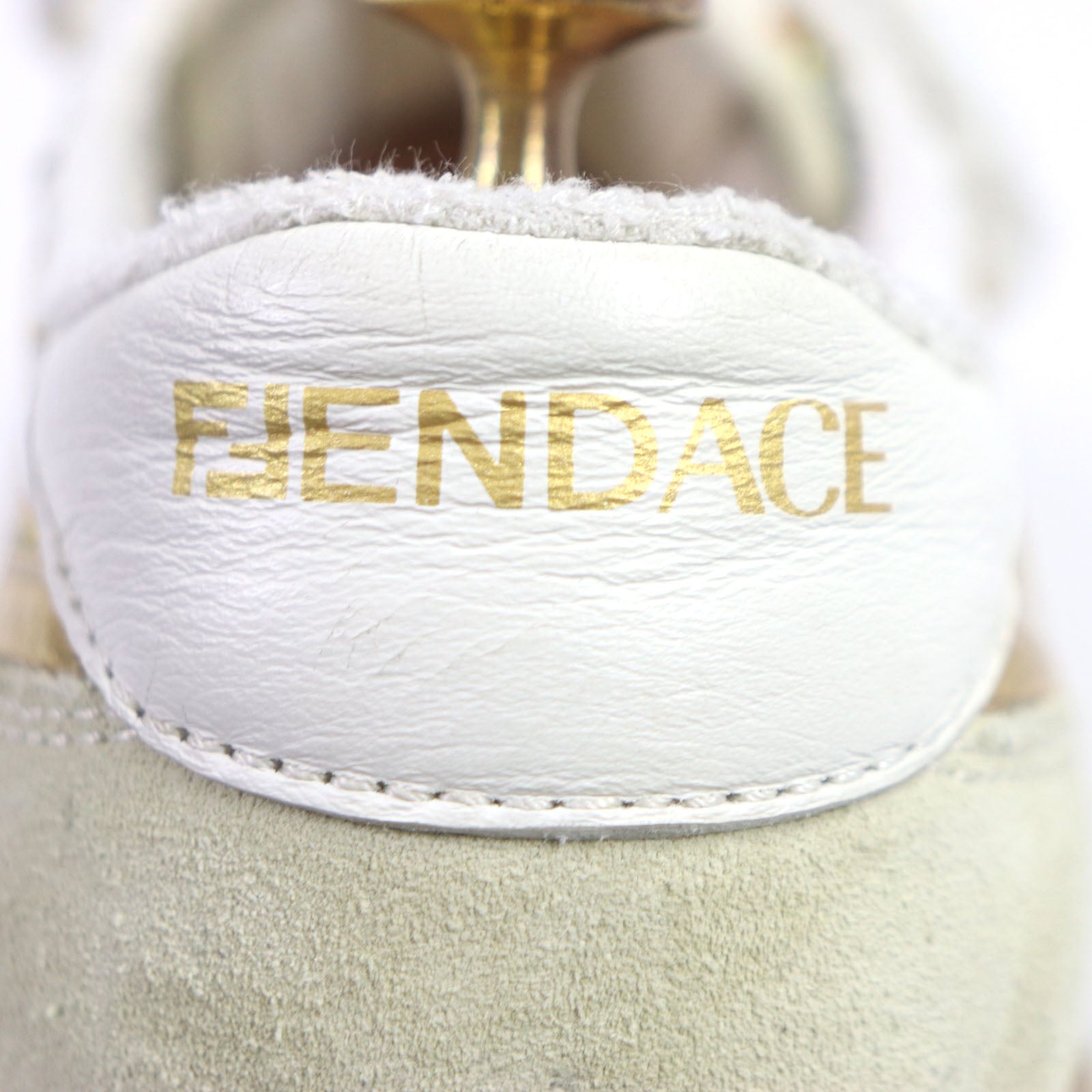 Fendi Suede Leather Low Cut Sneakers Beige