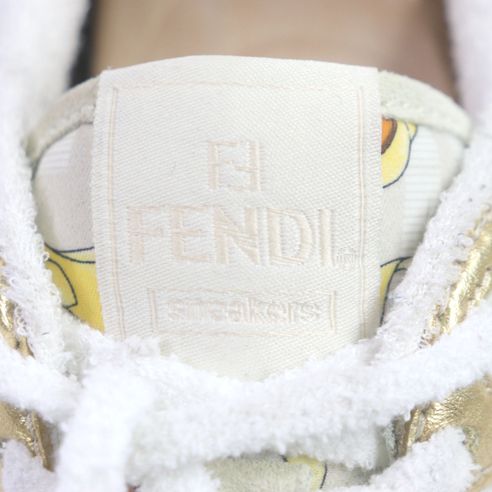 Fendi Suede Leather Low Cut Sneakers Beige