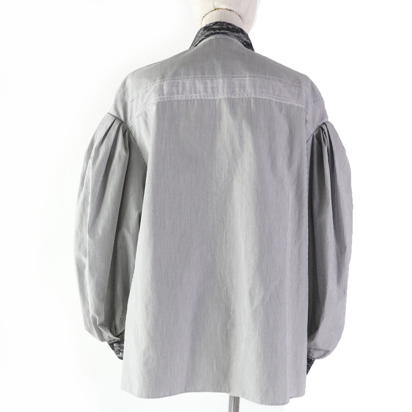 Fendi Cotton Nylon Lace Stripe Long Sleeve Shirt