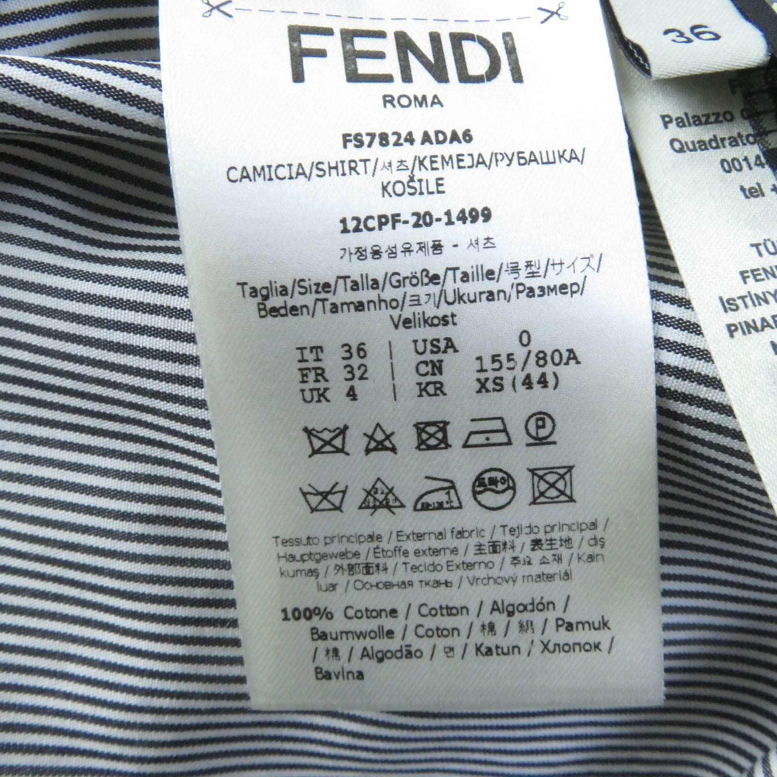 Fendi Cotton Nylon Lace Stripe Long Sleeve Shirt