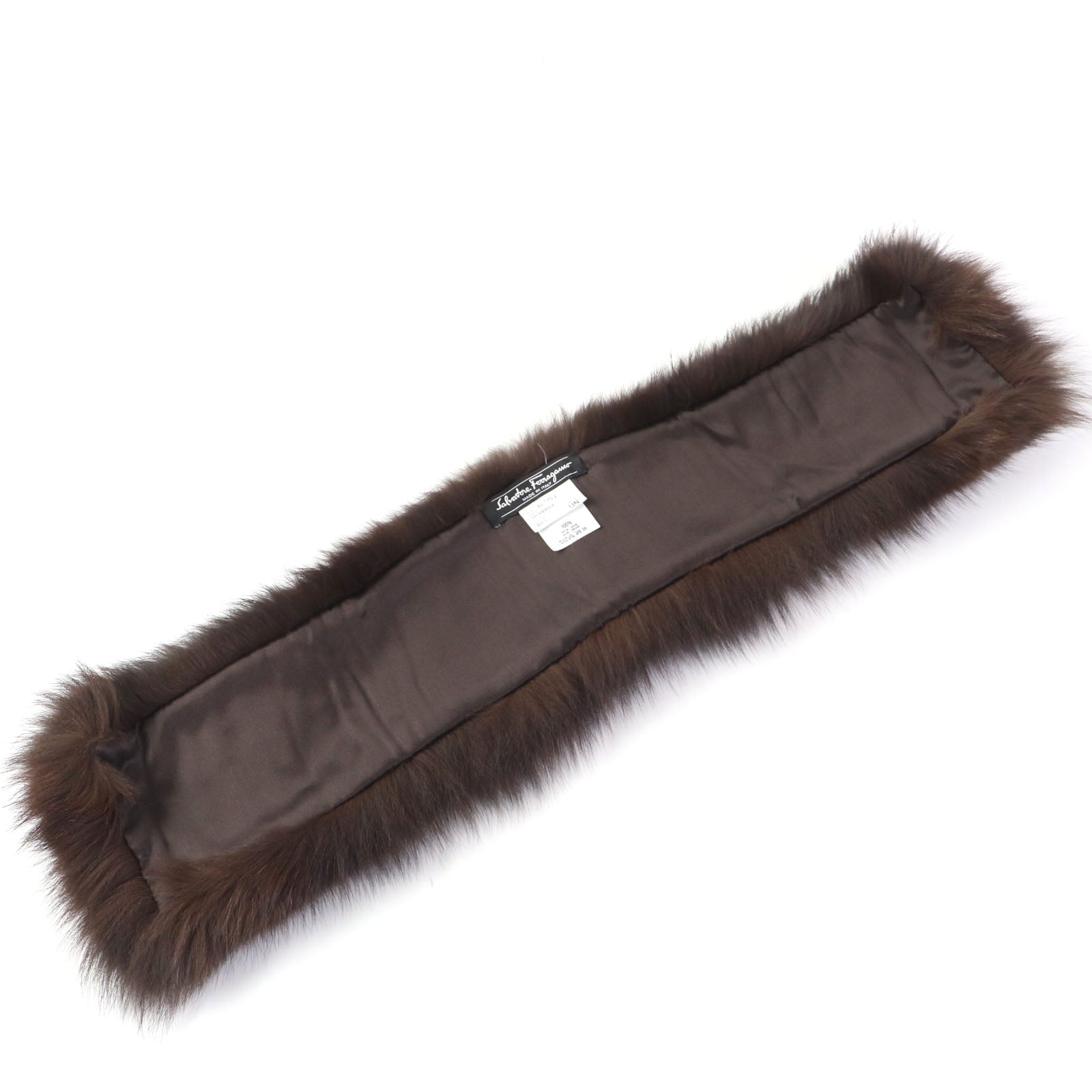 Salvatore Ferragamo Fox Fur Shawl with Gancini Metal