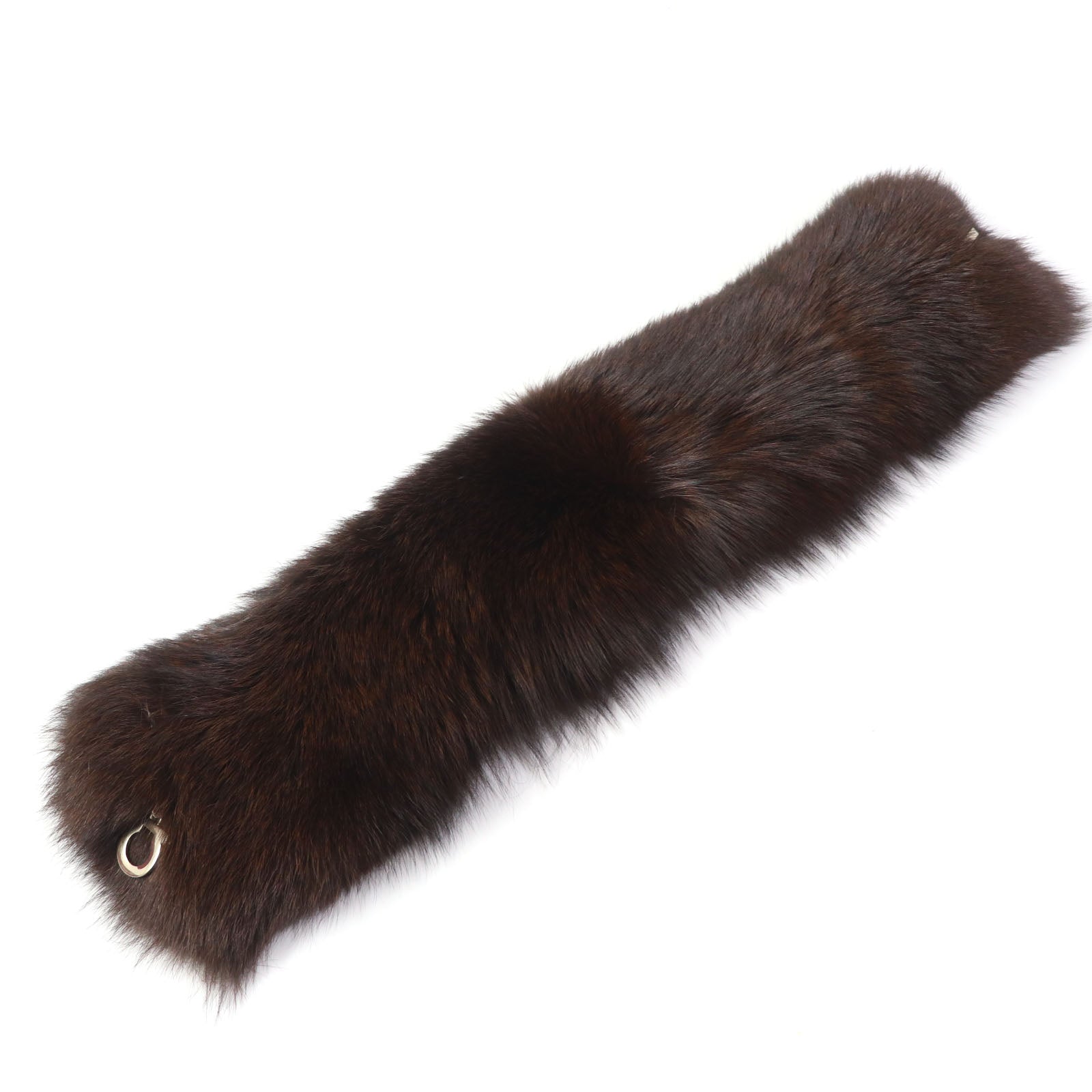 Salvatore Ferragamo Fox Fur Shawl with Gancini Metal