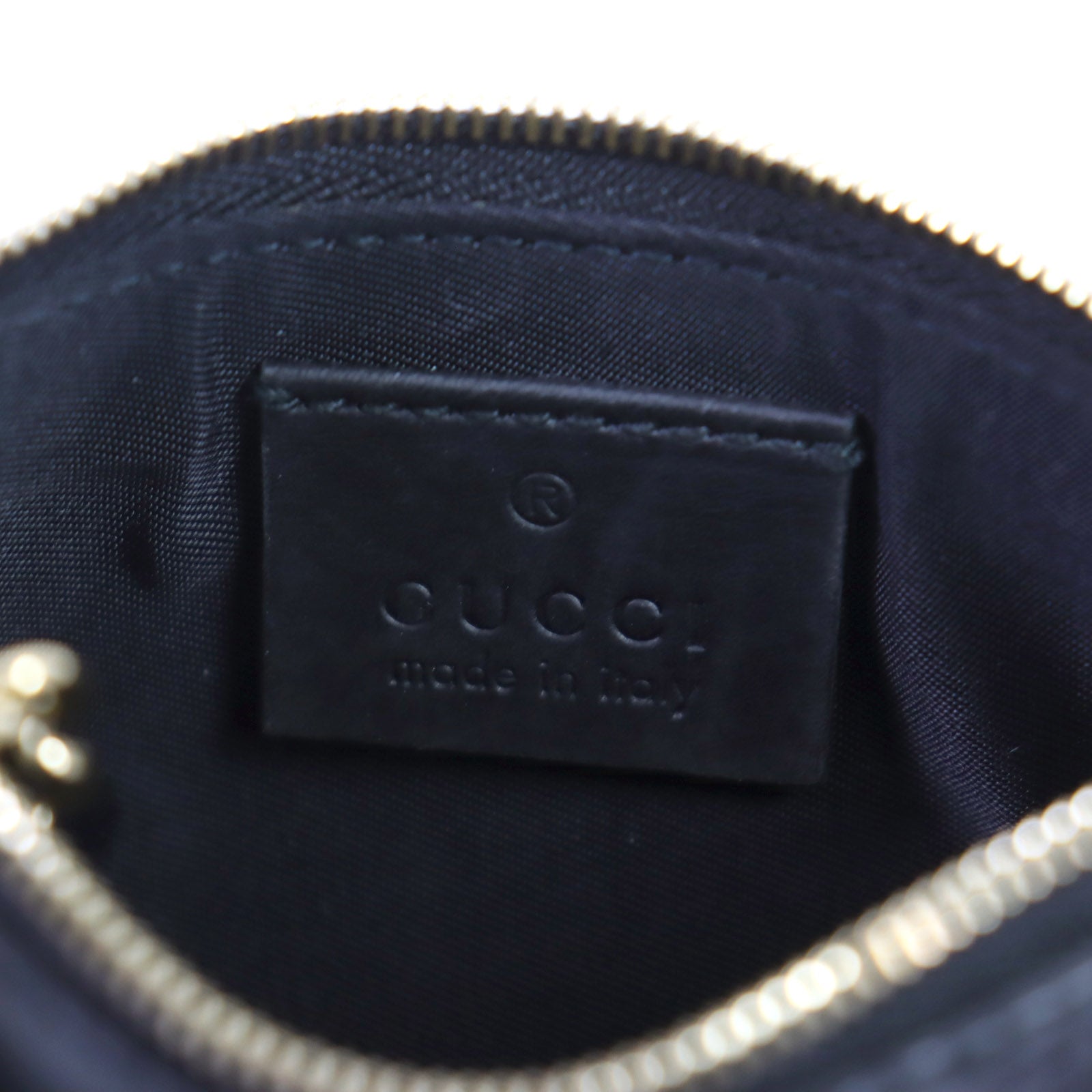 Gucci GG Logo Leather Coin Case with Key Ring