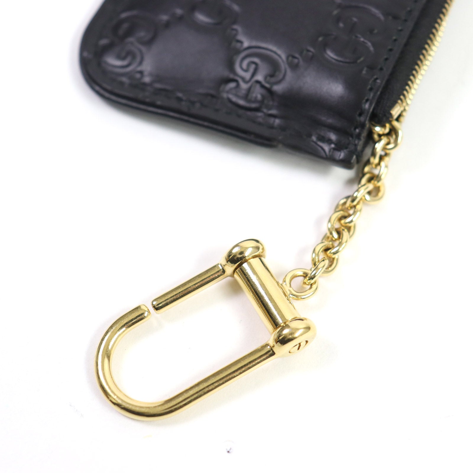 Gucci GG Logo Leather Coin Case with Key Ring