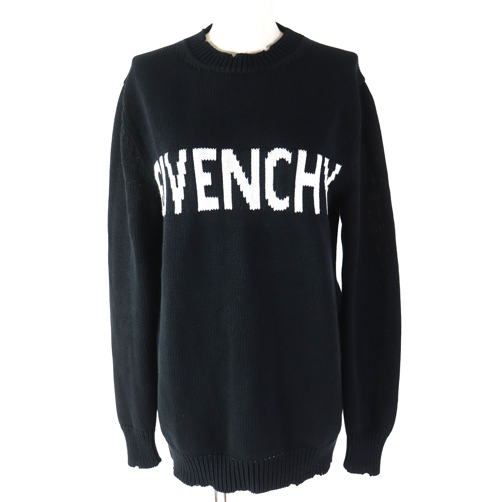 Givenchy Cotton Logo Long Sleeve Knit Black S