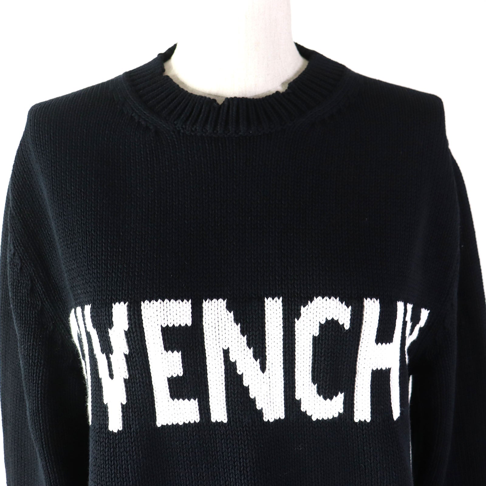 Givenchy Cotton Logo Long Sleeve Knit Black S