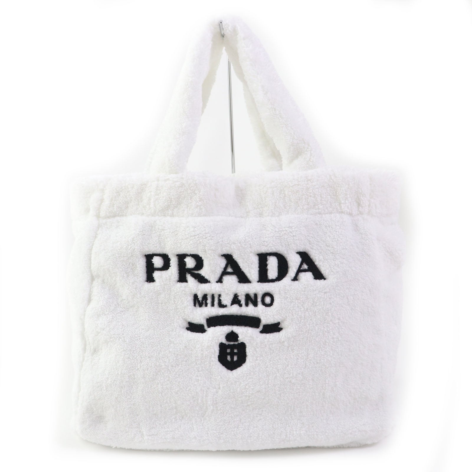 Prada Terry Tote Bag White Black 1BG130