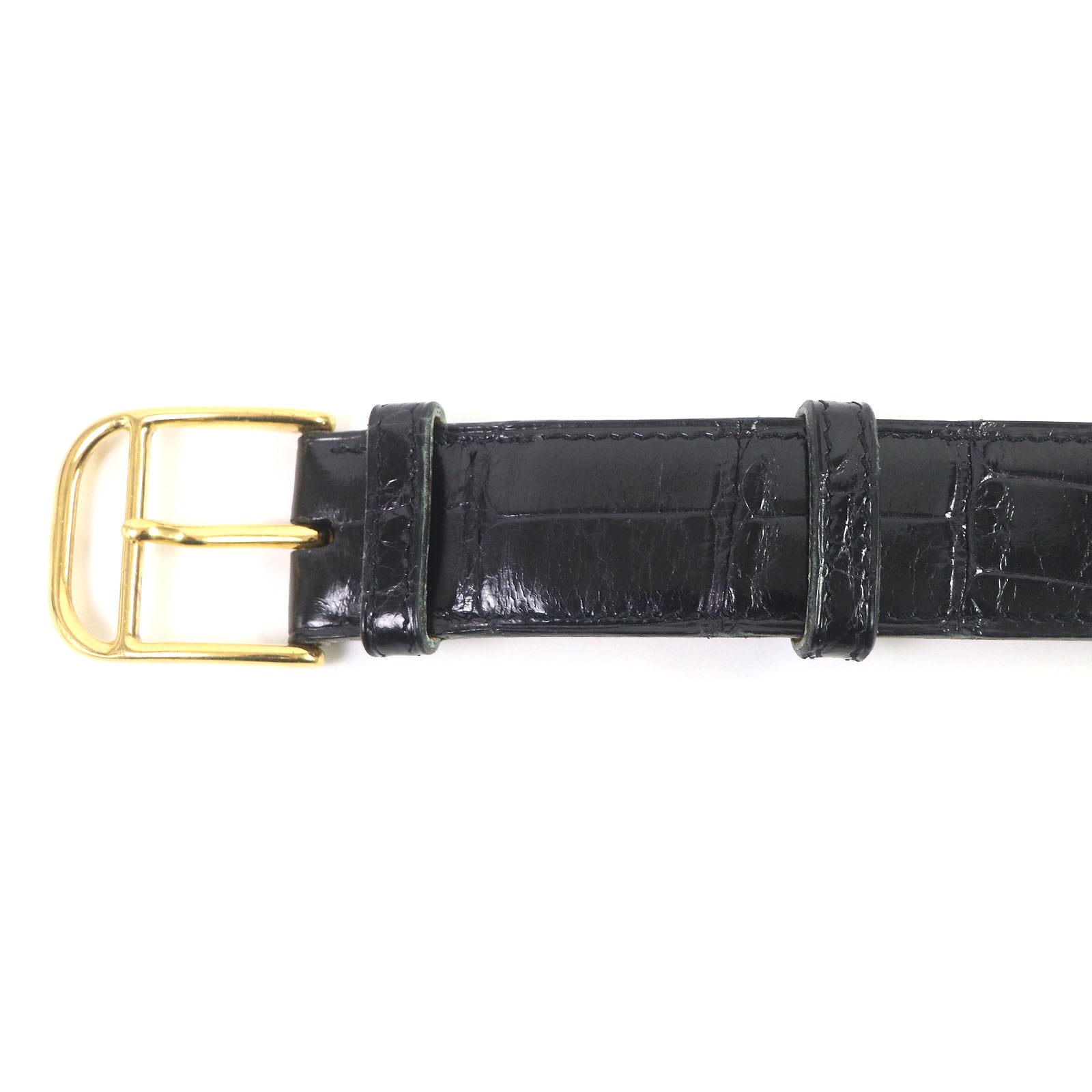 Hermes Vintage Gold Buckle Alligator Belt