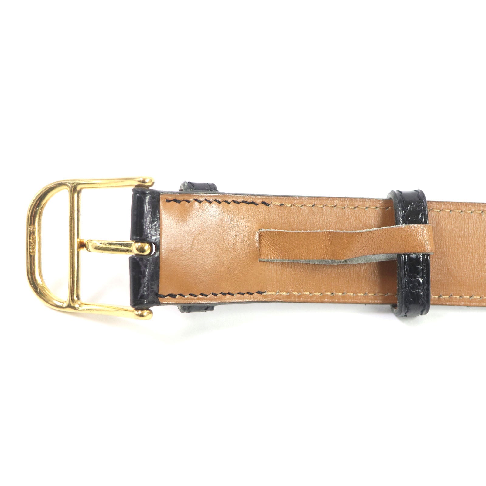 Hermes Vintage Gold Buckle Alligator Belt