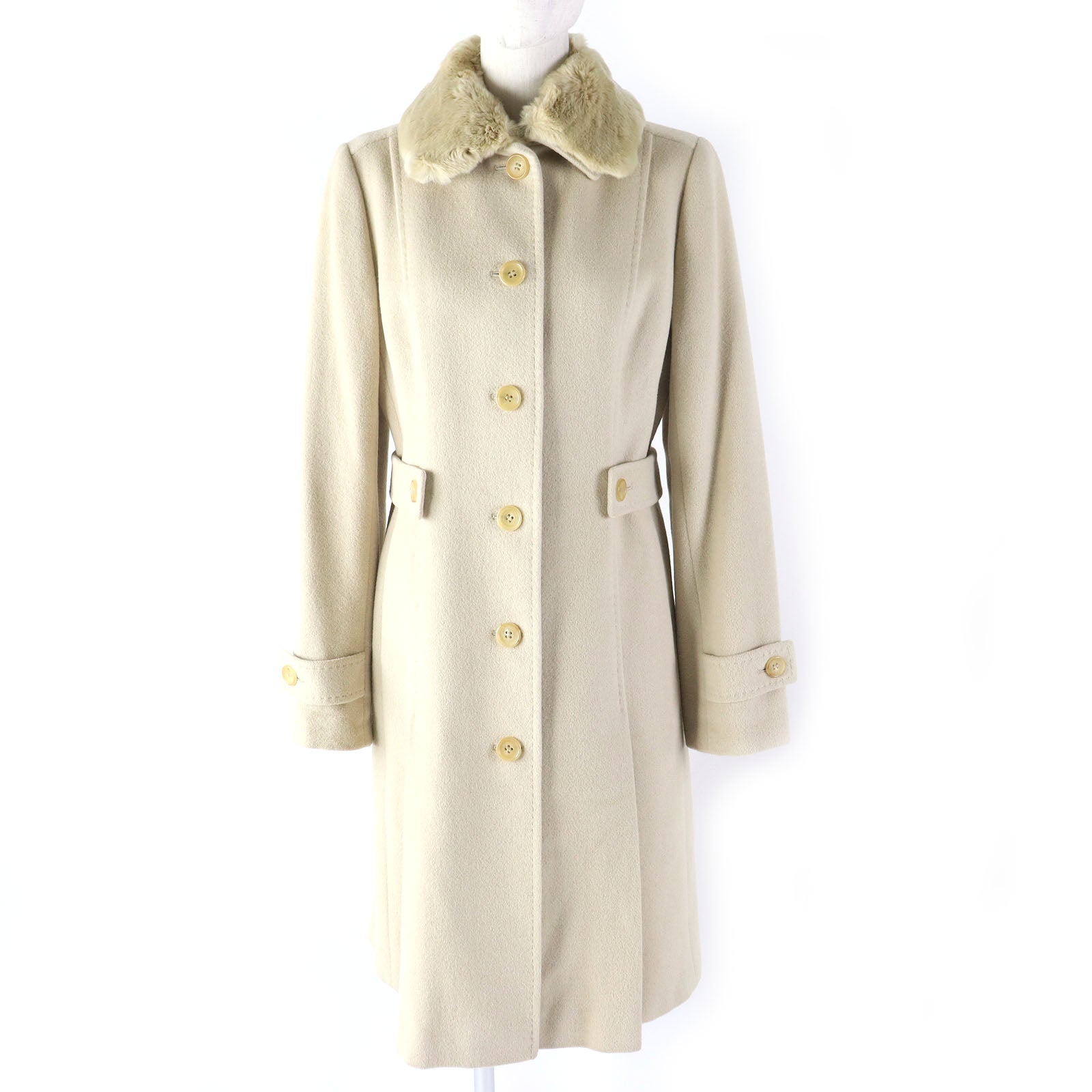 Burberry Wool Rabbit Fur Collar Coat Women