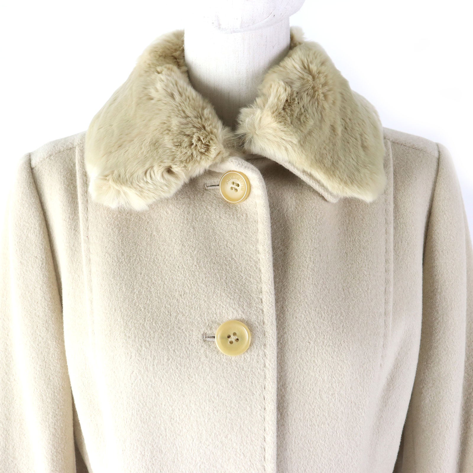 Burberry Wool Rabbit Fur Collar Coat Women