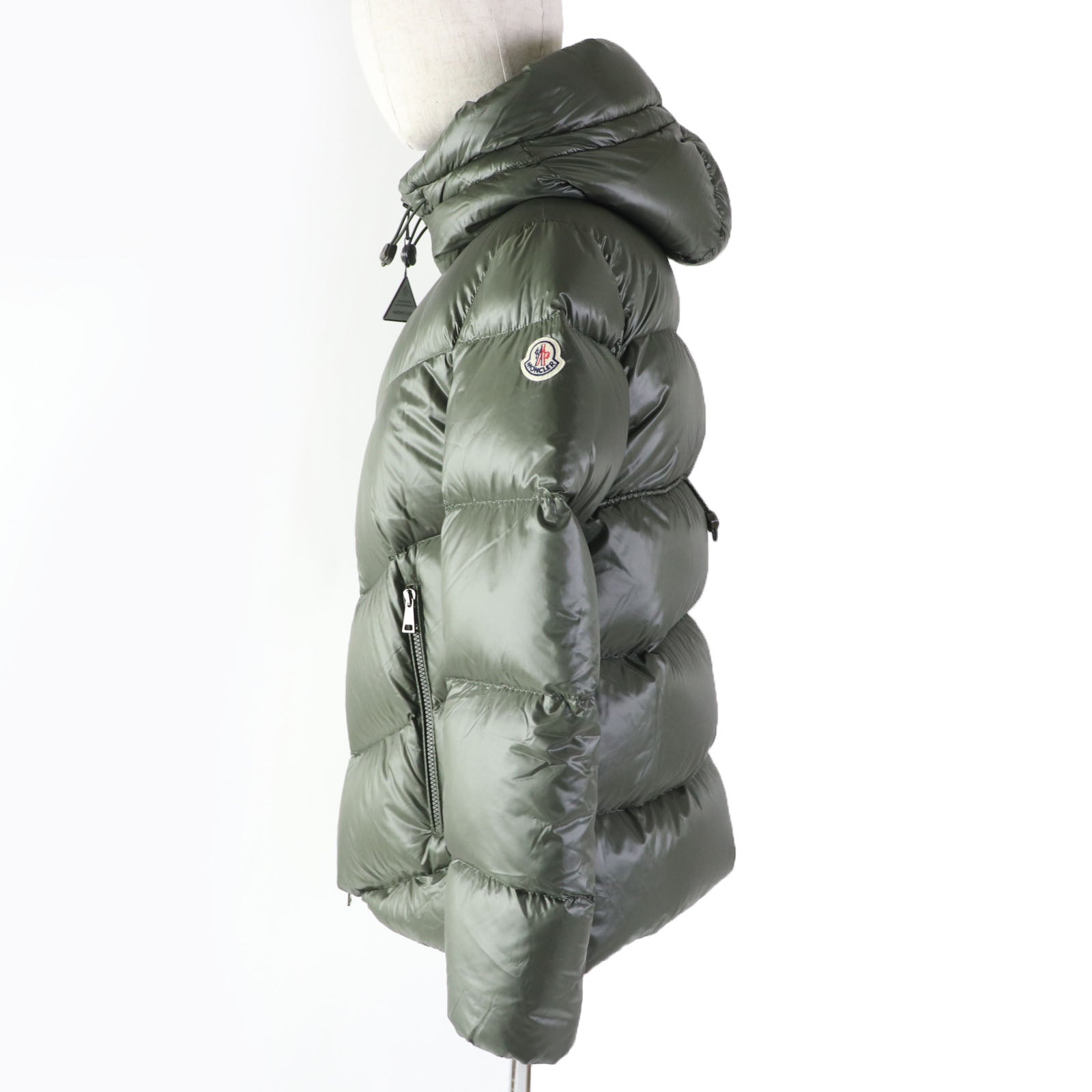 Moncler Chambon Nylon Hooded Down Jacket Khaki