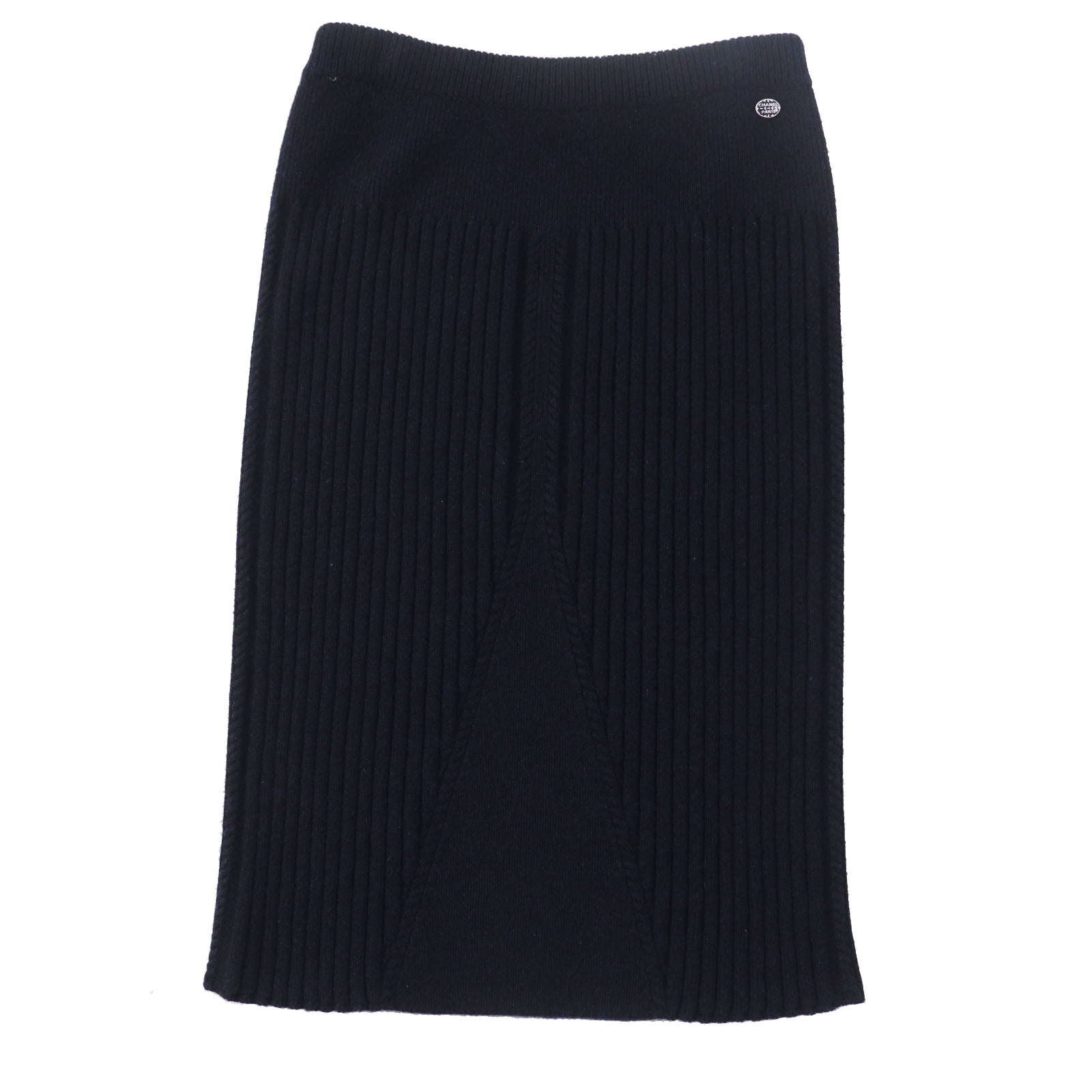 Chanel Cashmere Logo Knit Skirt Navy