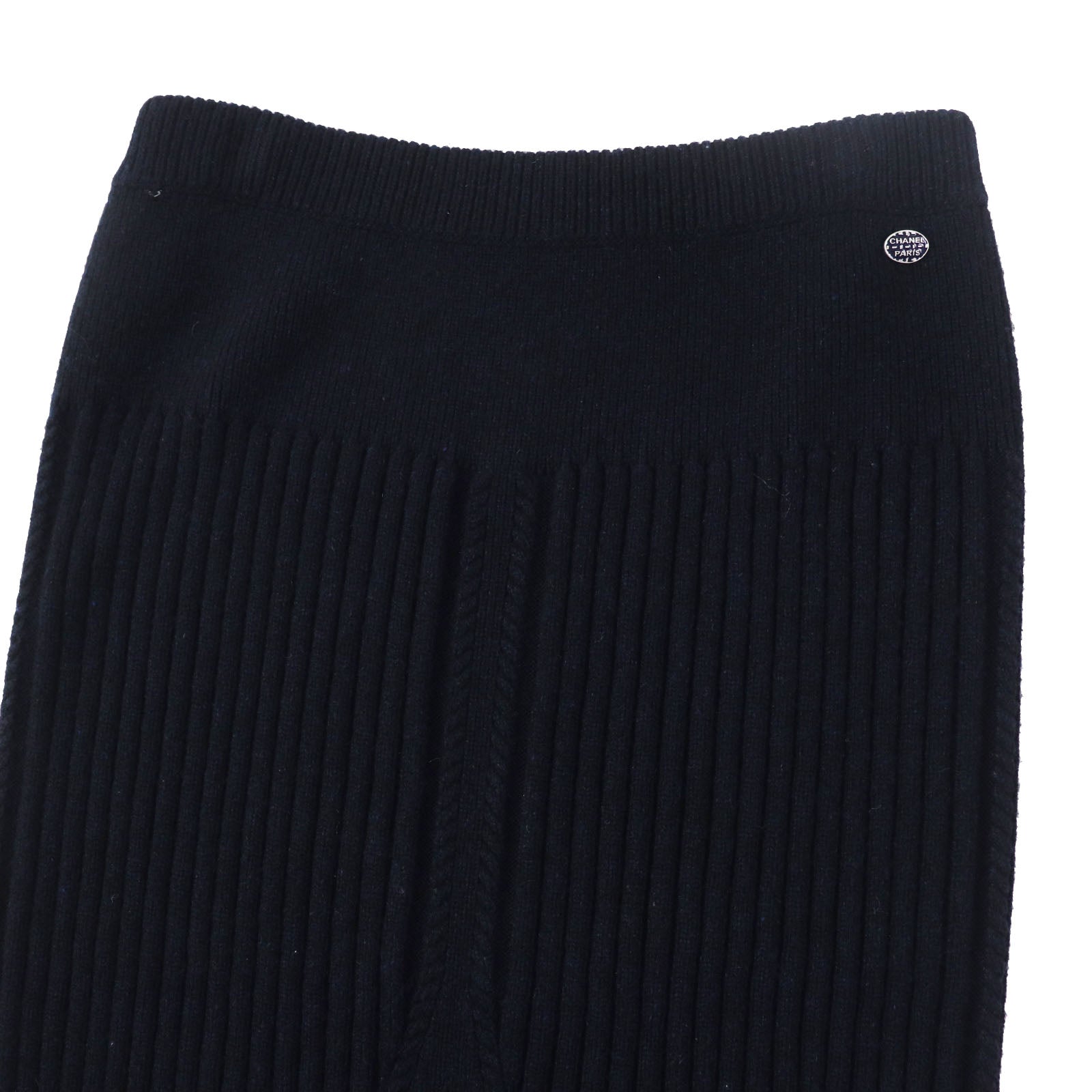 Chanel Cashmere Logo Knit Skirt Navy