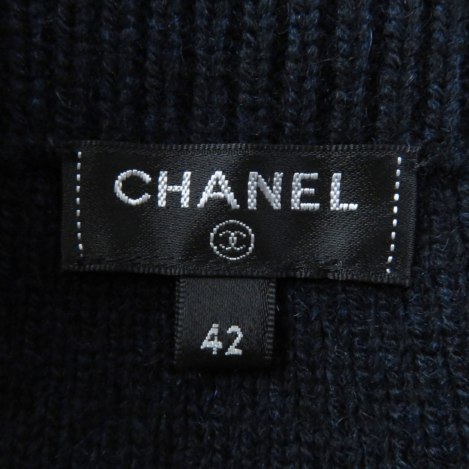 Chanel Cashmere Logo Knit Skirt Navy