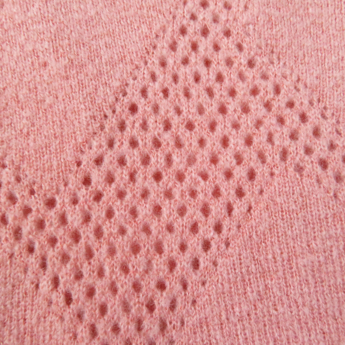 HERMES Wool Nylon Openwork Knit Sweater Pink 42