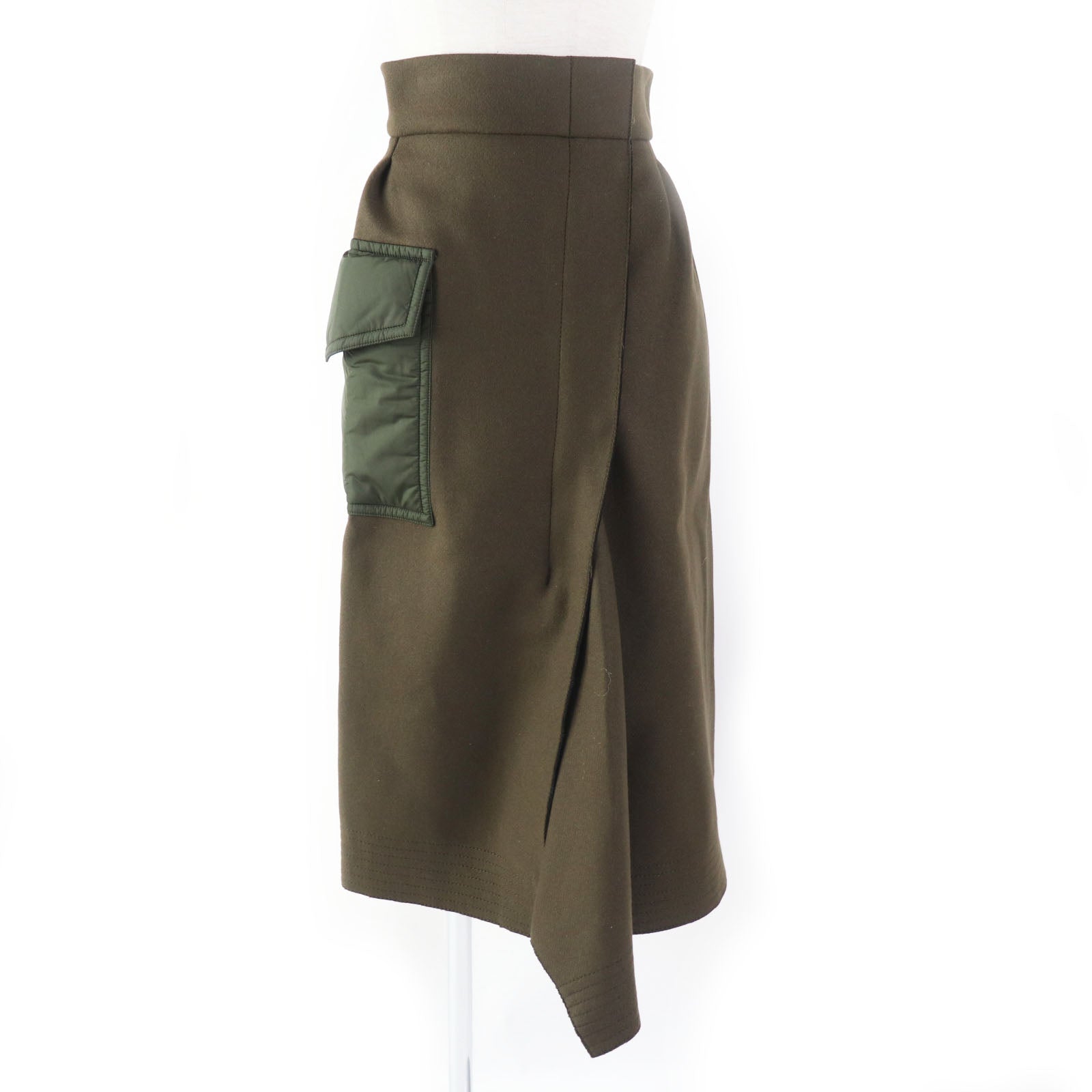 Moncler GONNA Wool Nylon Skirt Khaki Women