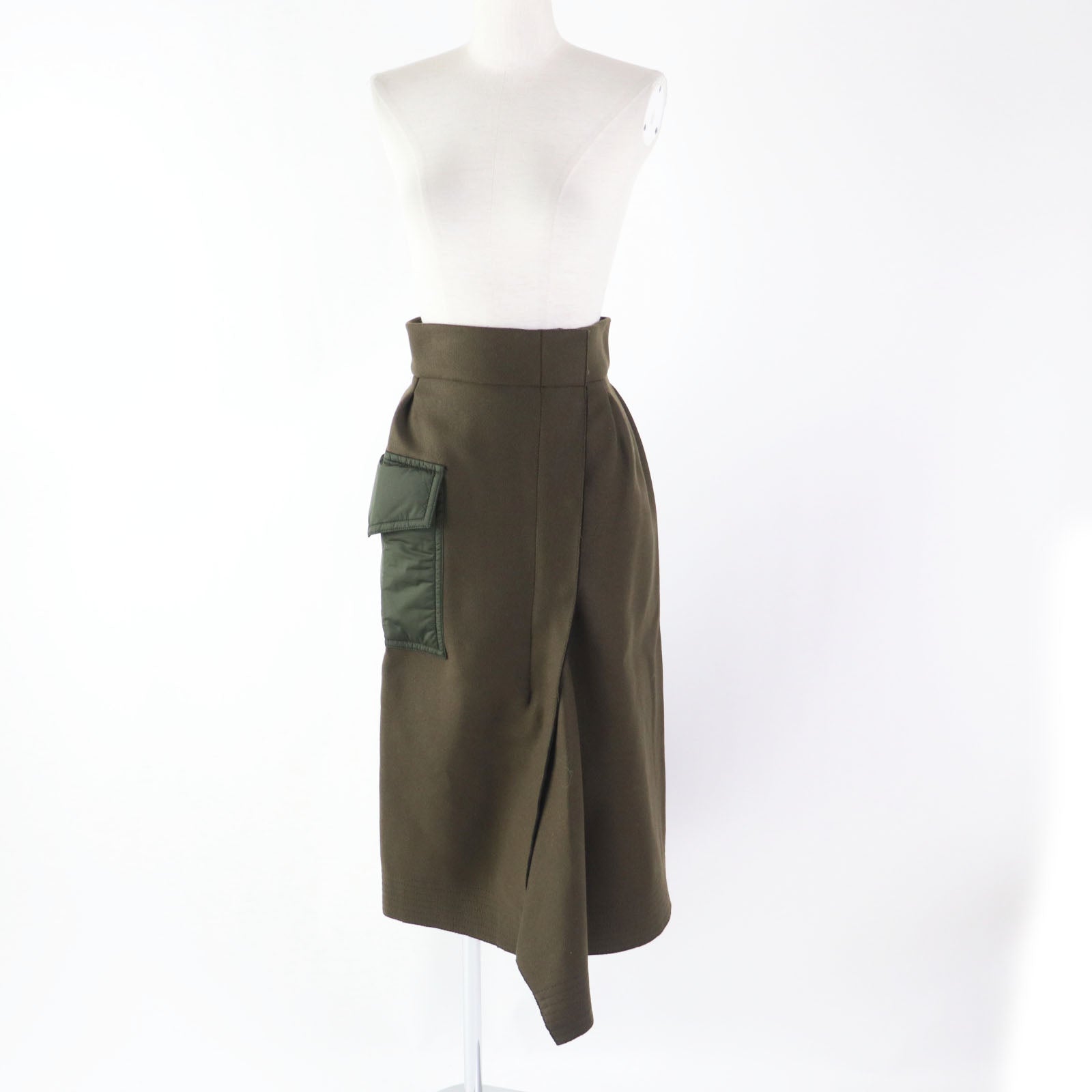 Moncler GONNA Wool Nylon Skirt Khaki Women