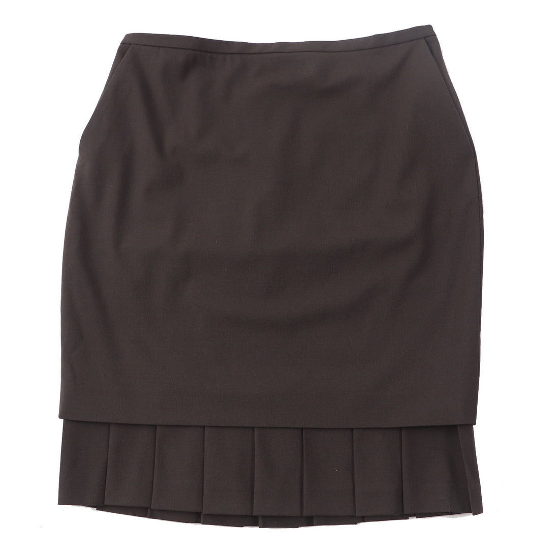 HERMES Wool Polyurethane Silk Tight Skirt Brown 42