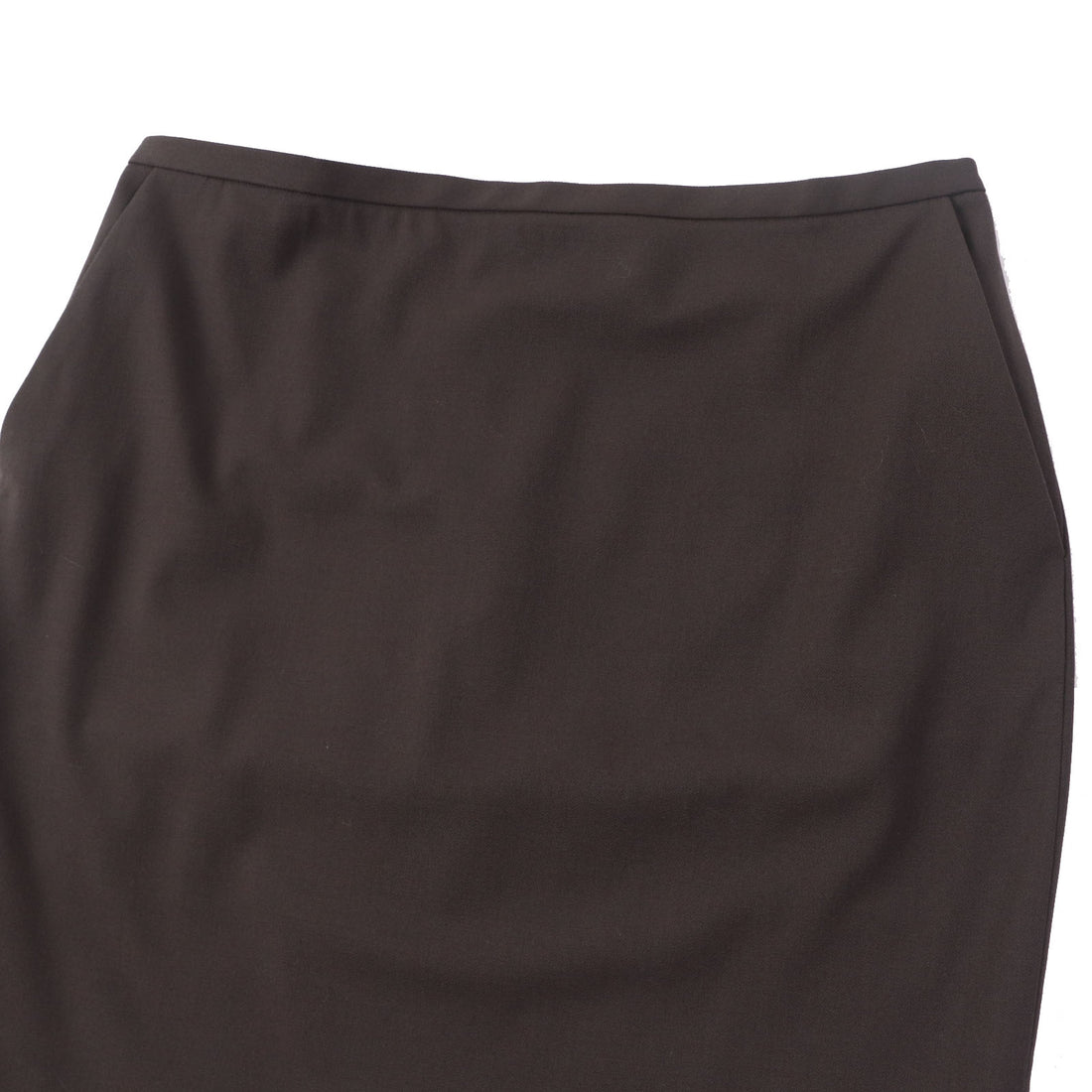 HERMES Wool Polyurethane Silk Tight Skirt Brown 42