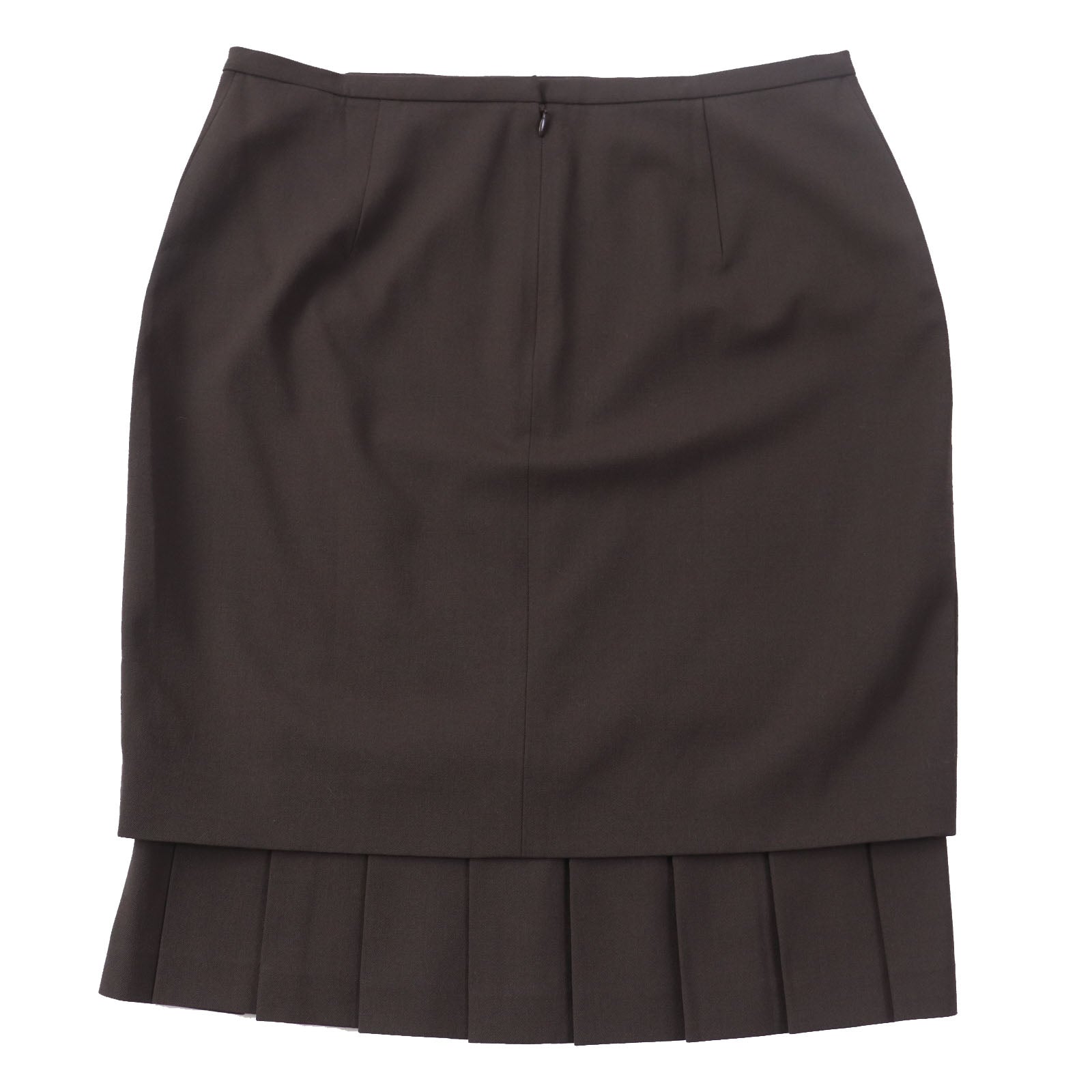 HERMES Wool Polyurethane Silk Tight Skirt Brown 42