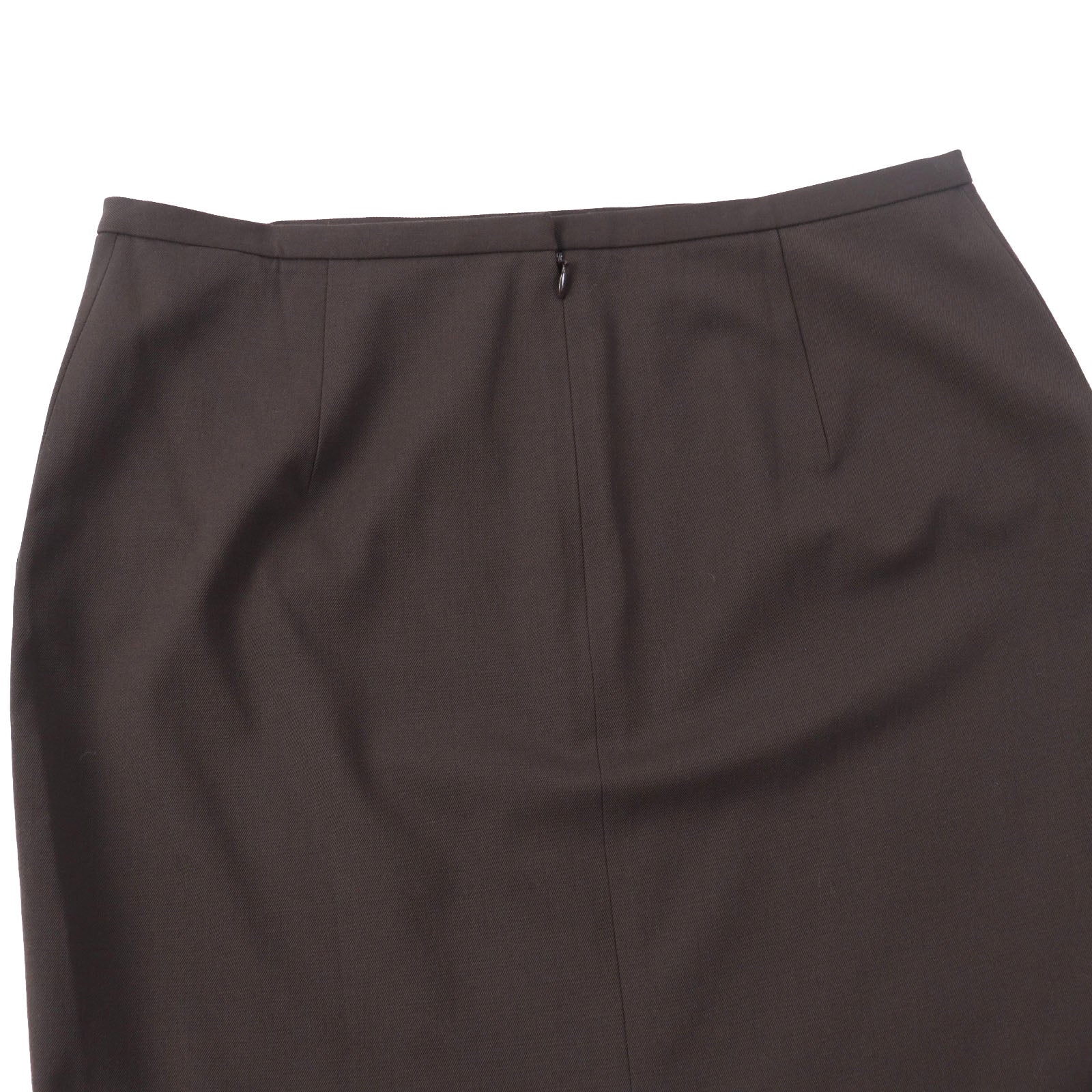 HERMES Wool Polyurethane Silk Tight Skirt Brown 42