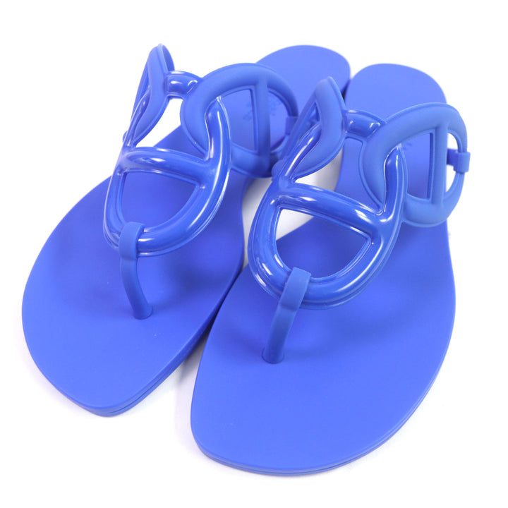 HERMES Chaine d'Ancre Thong Sandals Blue 37