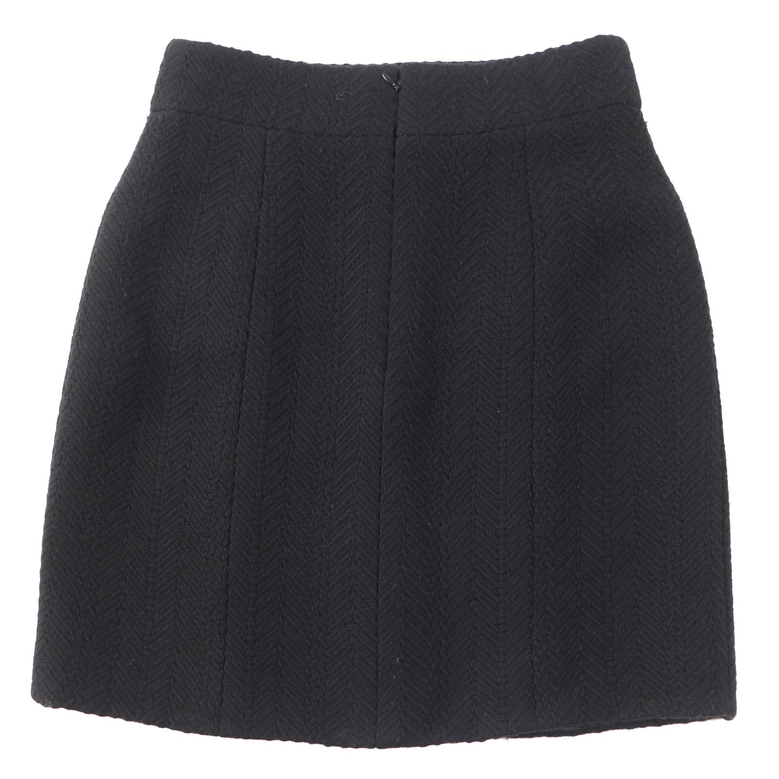 Chanel Wool Tweed Trapezoid Skirt Black