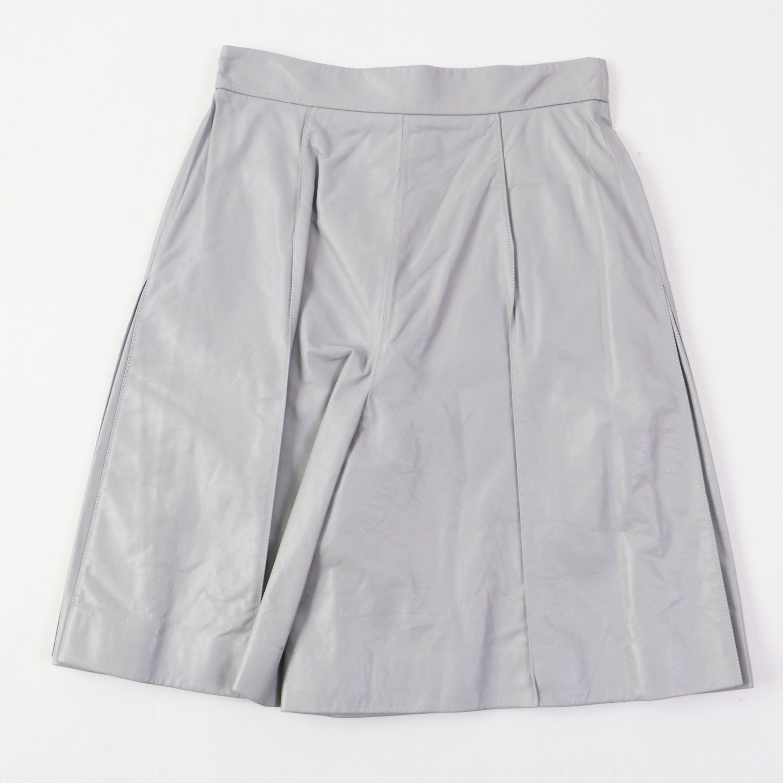 Chanel Lamb Leather Silk Shorts Gray 34